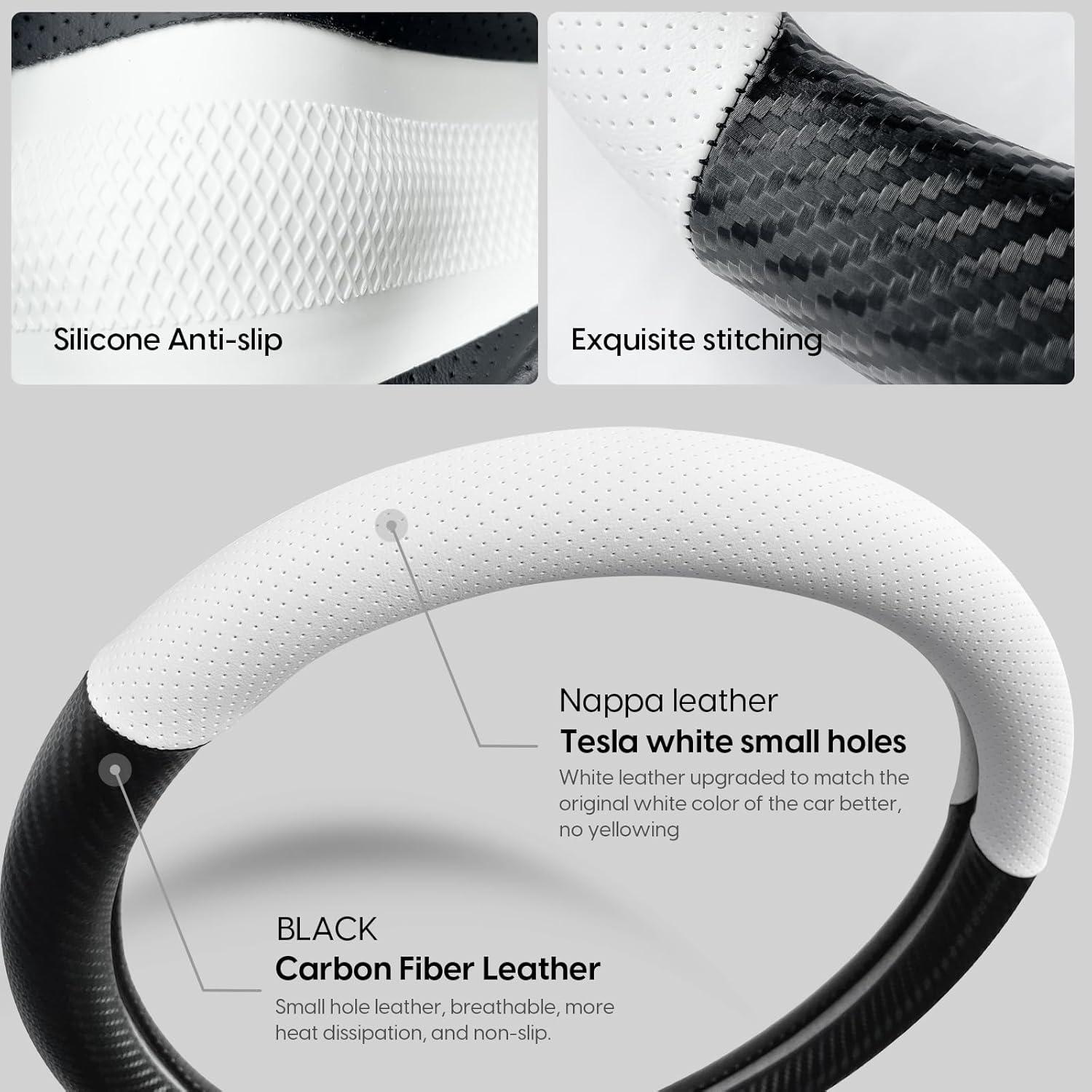 Cubierta de Volante Junsungo para Tesla Model 3/Y - Fibra de Carbono