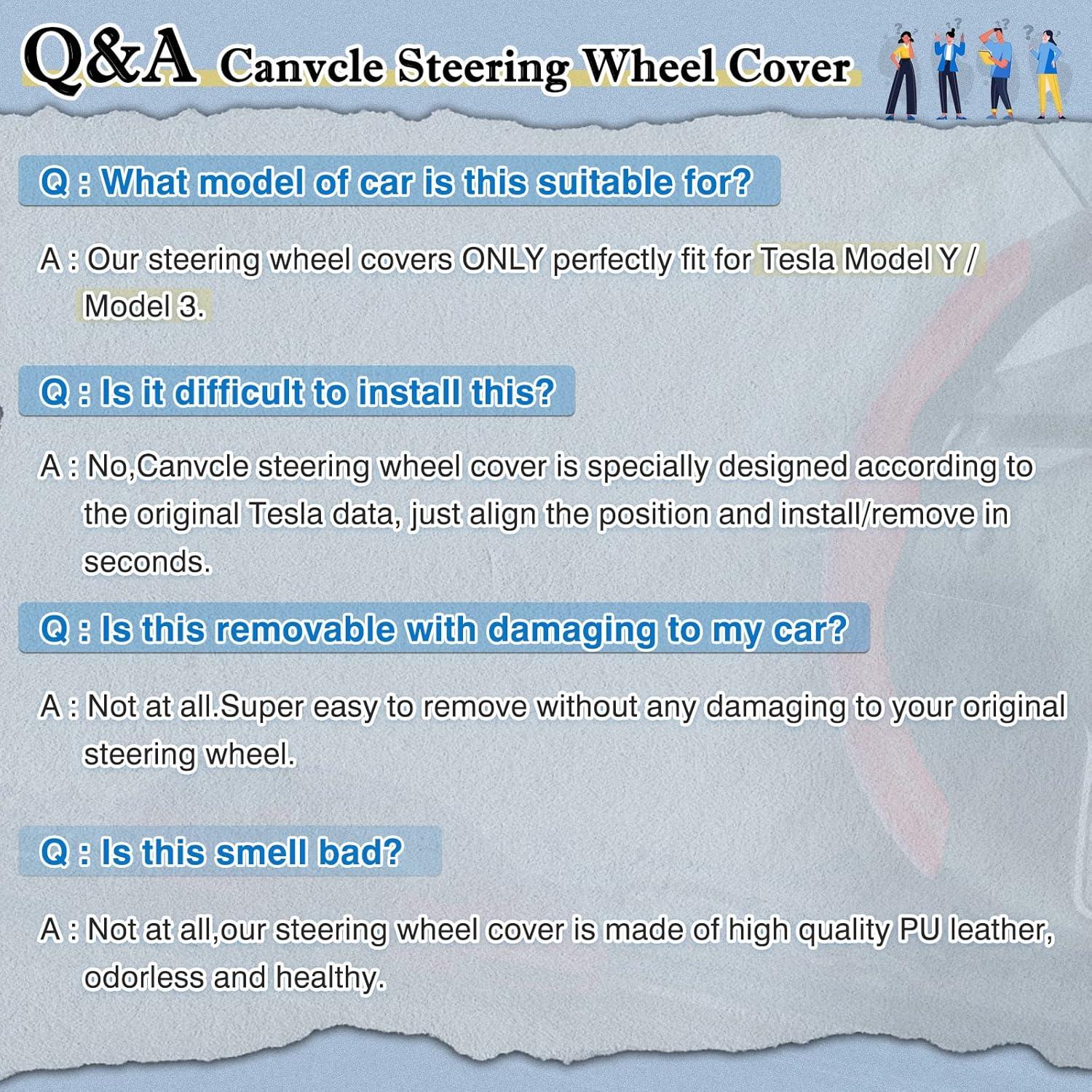 Cubierta de Volante Canvcle para Tesla Modelo 3/Y - Fibra de Carbono