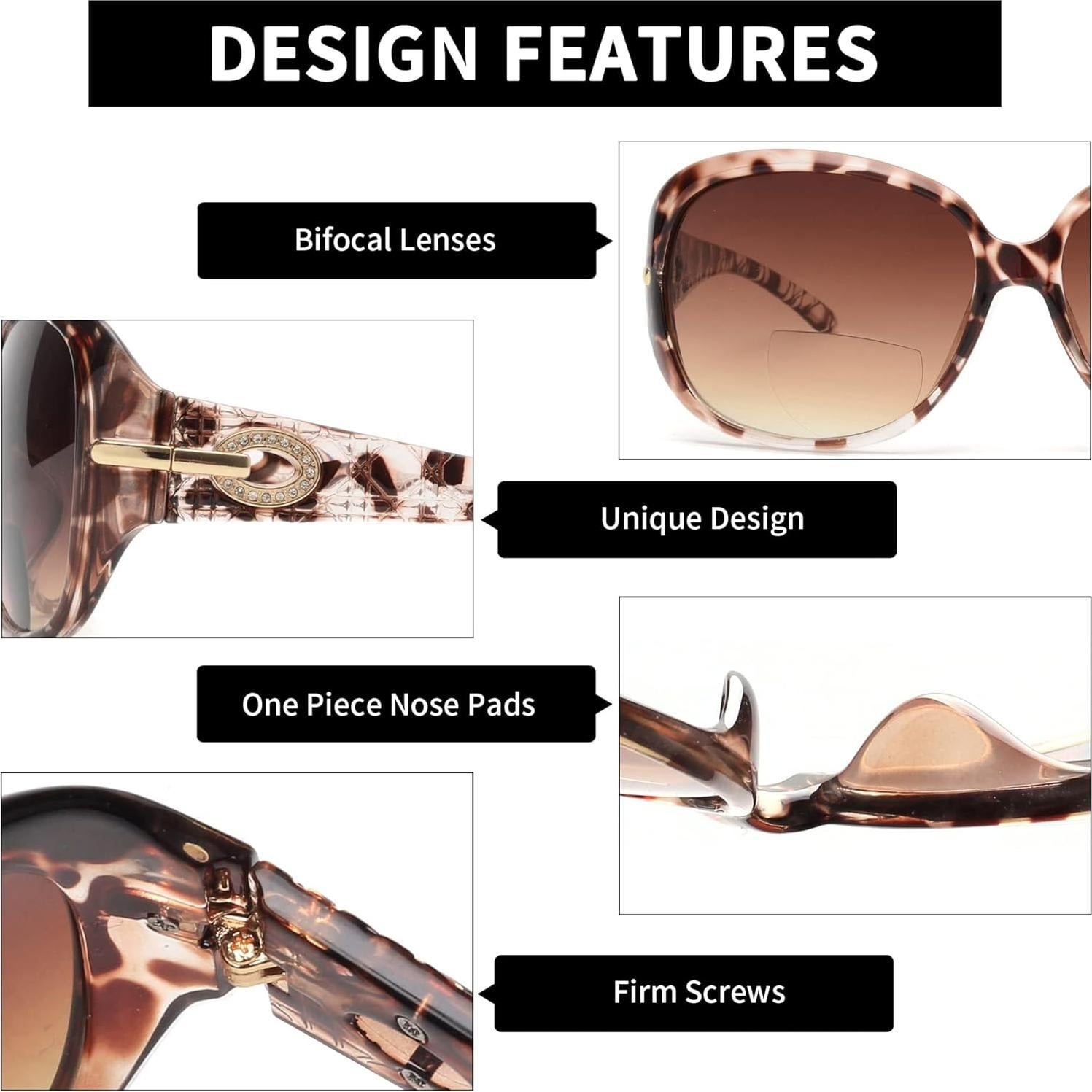 Gafas de Sol Bifocales JM 1.5x UV Protección Mujer