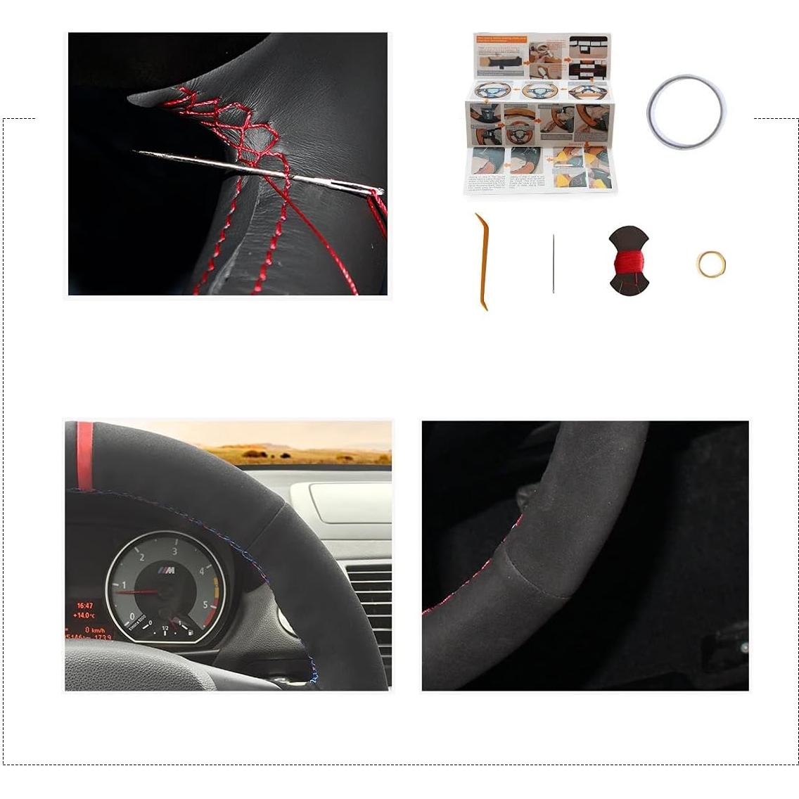 Funda de Volante MEWANT Suede Negro para BMW E81 E82 E87 E88 2008-2013 / E90 E91 E92 E93 2006-2011