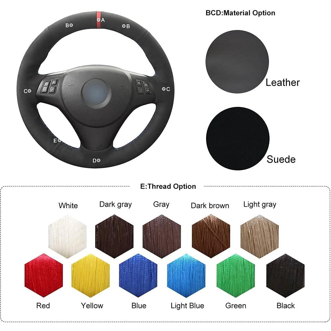 Funda de Volante MEWANT Suede Negro para BMW E81 E82 E87 E88 2008-2013 / E90 E91 E92 E93 2006-2011