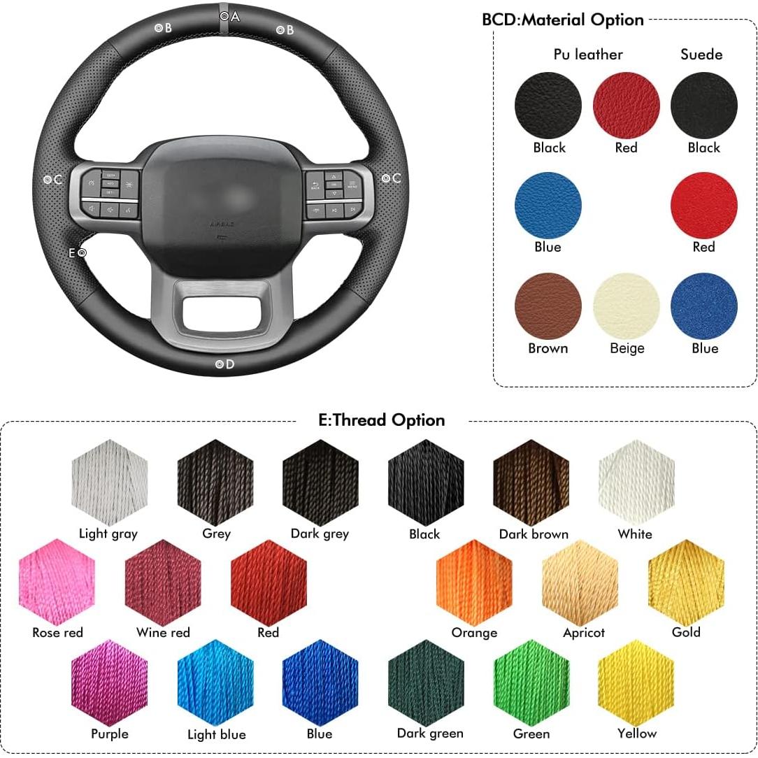 Funda de Volante MEWANT para Ford F-150 2021-2023 Cosida a Mano