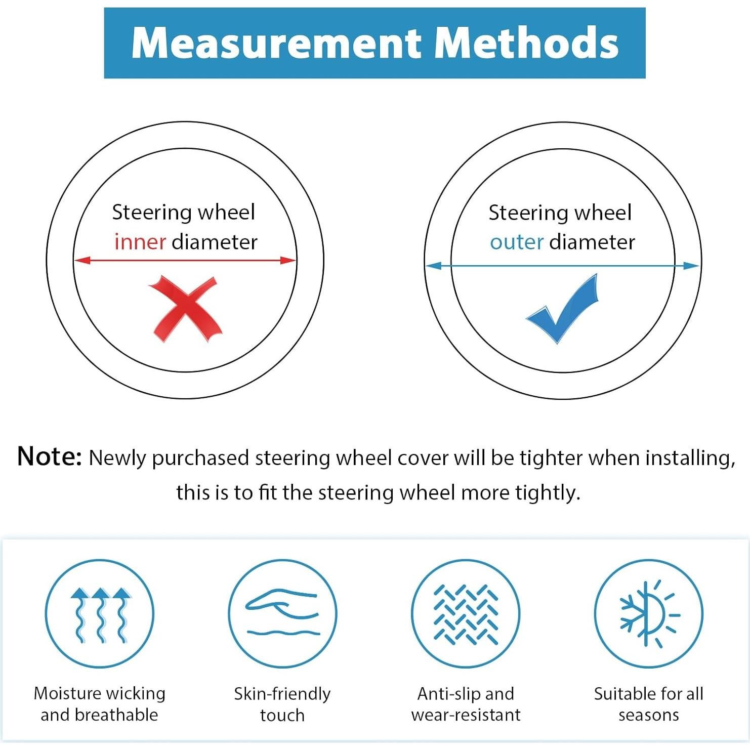 Cubierta de Volante YTFRL de Microfibra 37-38 cm Antideslizante