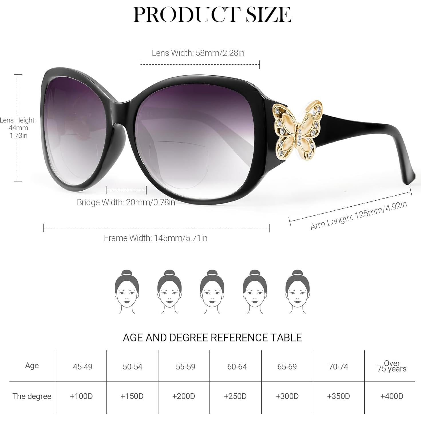 Gafas de Sol Bifocales JM para Mujeres UV400 - 2 Paquetes