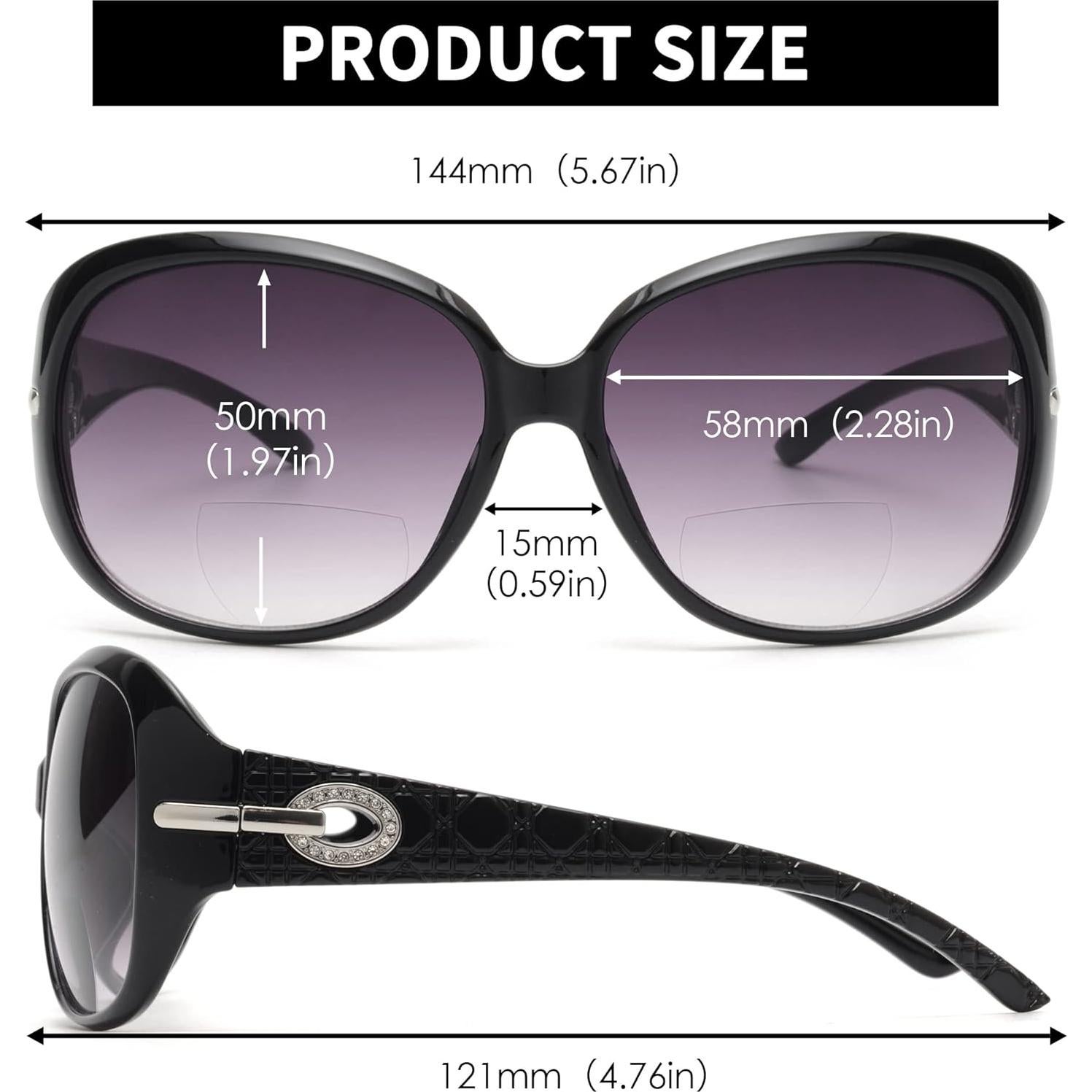 Gafas de sol bifocales JM para mujeres, UV protección +1.75