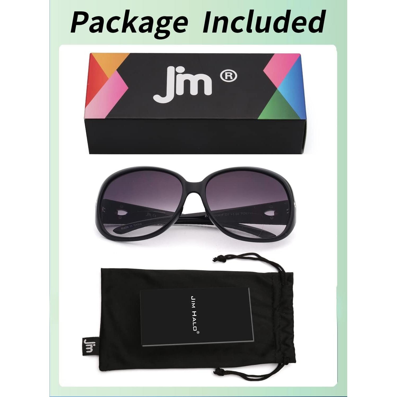 Gafas de sol bifocales JM para mujeres, UV protección +1.75