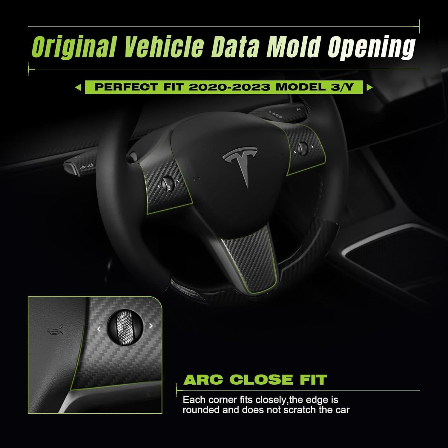 Cubierta de volante de fibra de carbono Leeiion para Tesla M3/Y 2017-2023