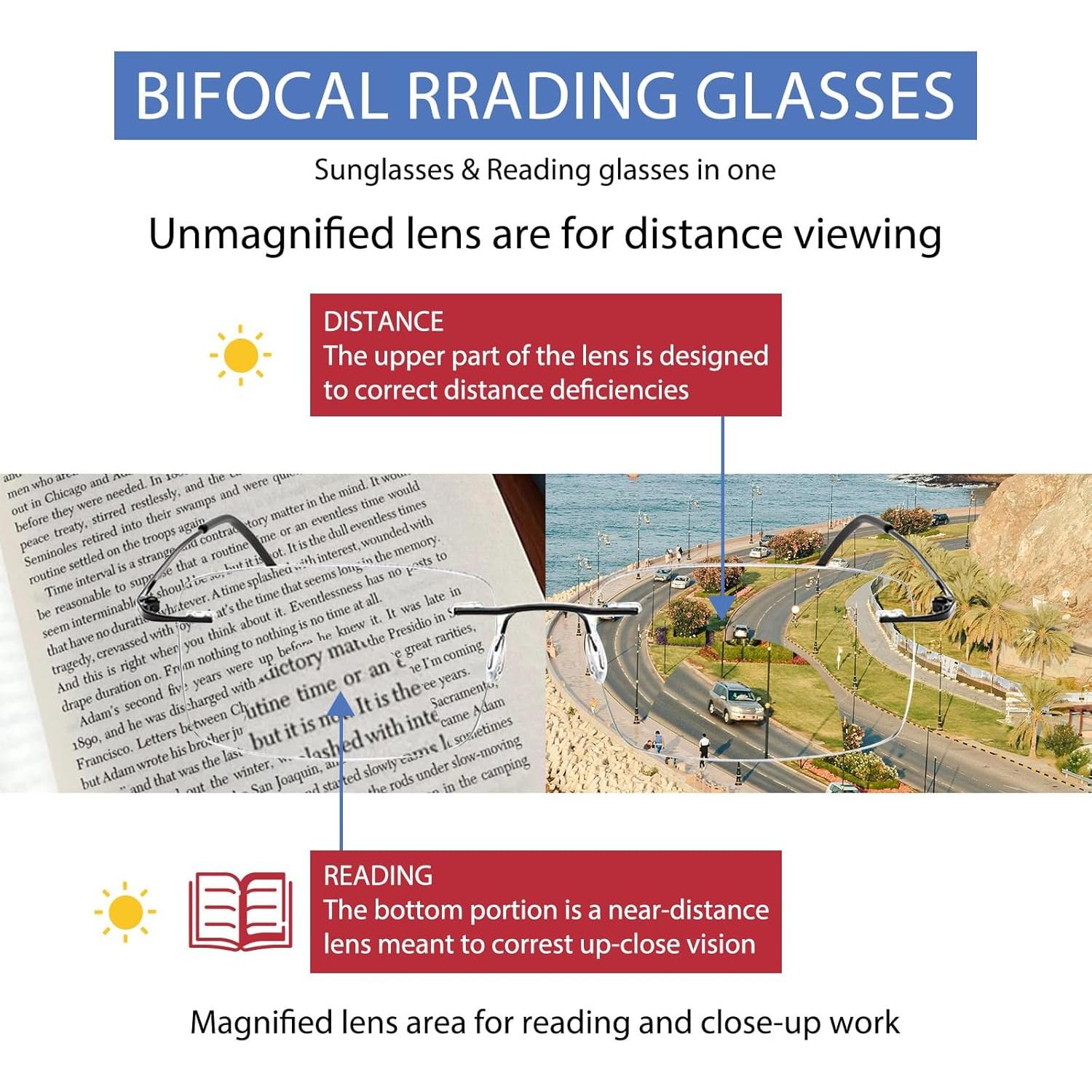 Gafas de lectura bifocales foto-cromáticas UV400 2.0x