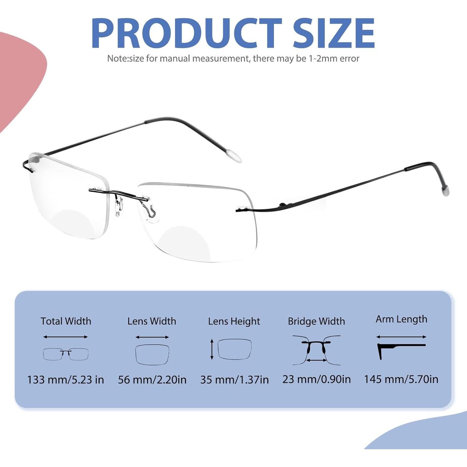 Gafas de lectura bifocales foto-cromáticas UV400 - Negro 1.0x