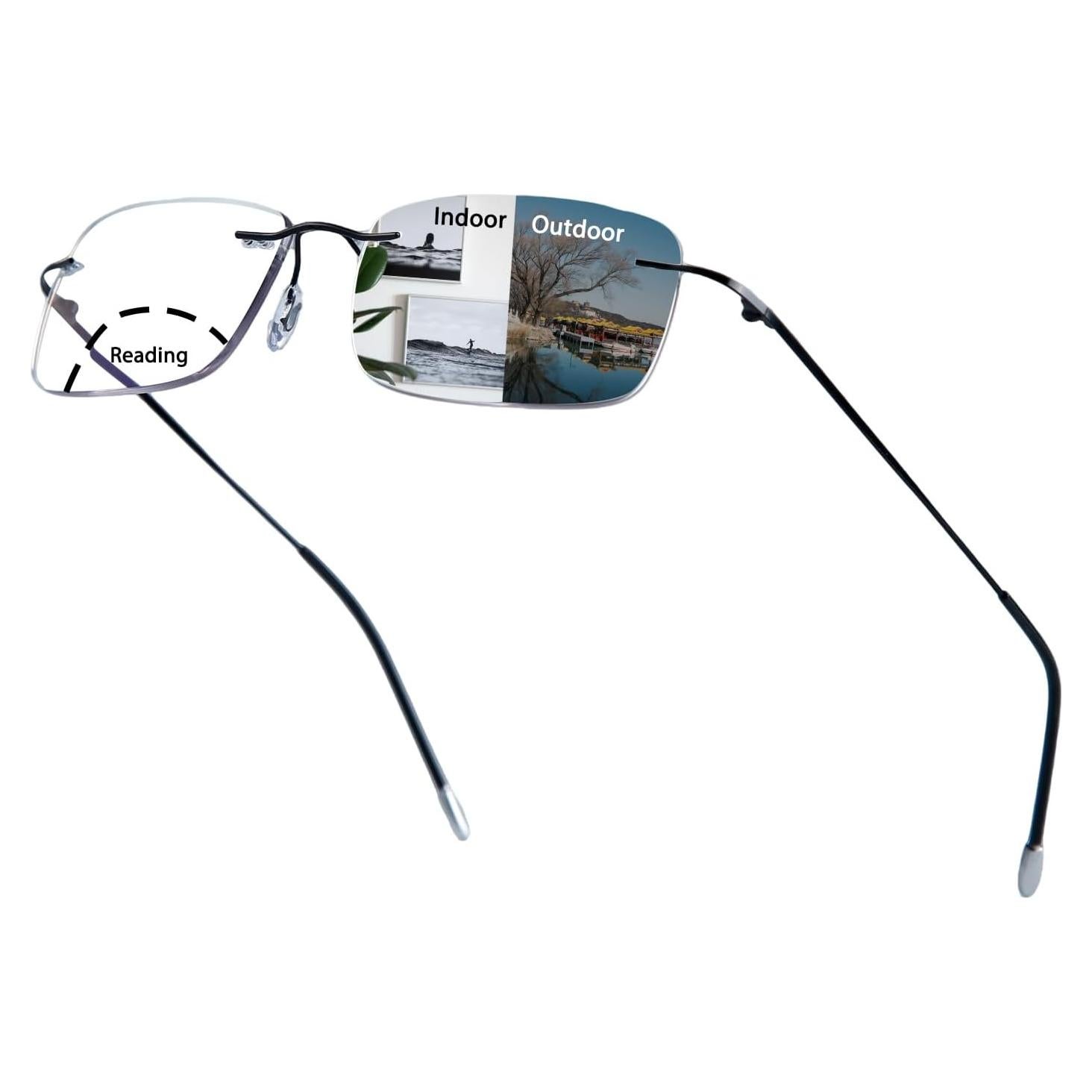 Gafas de lectura bifocales foto-cromáticas UV400 1.5x