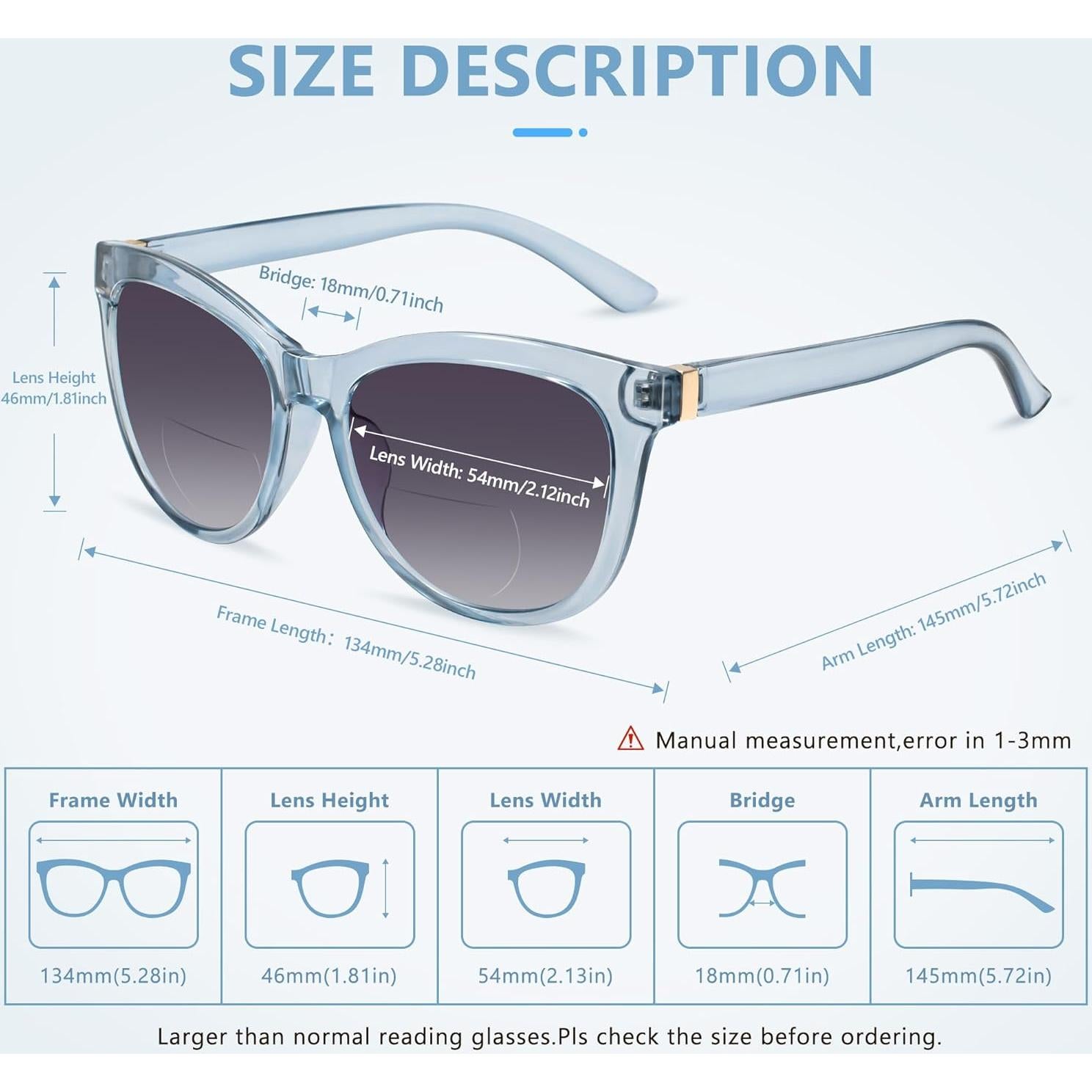 Gafas de Sol Bifocales EASY READ 1.5x Protección UV400 Azul