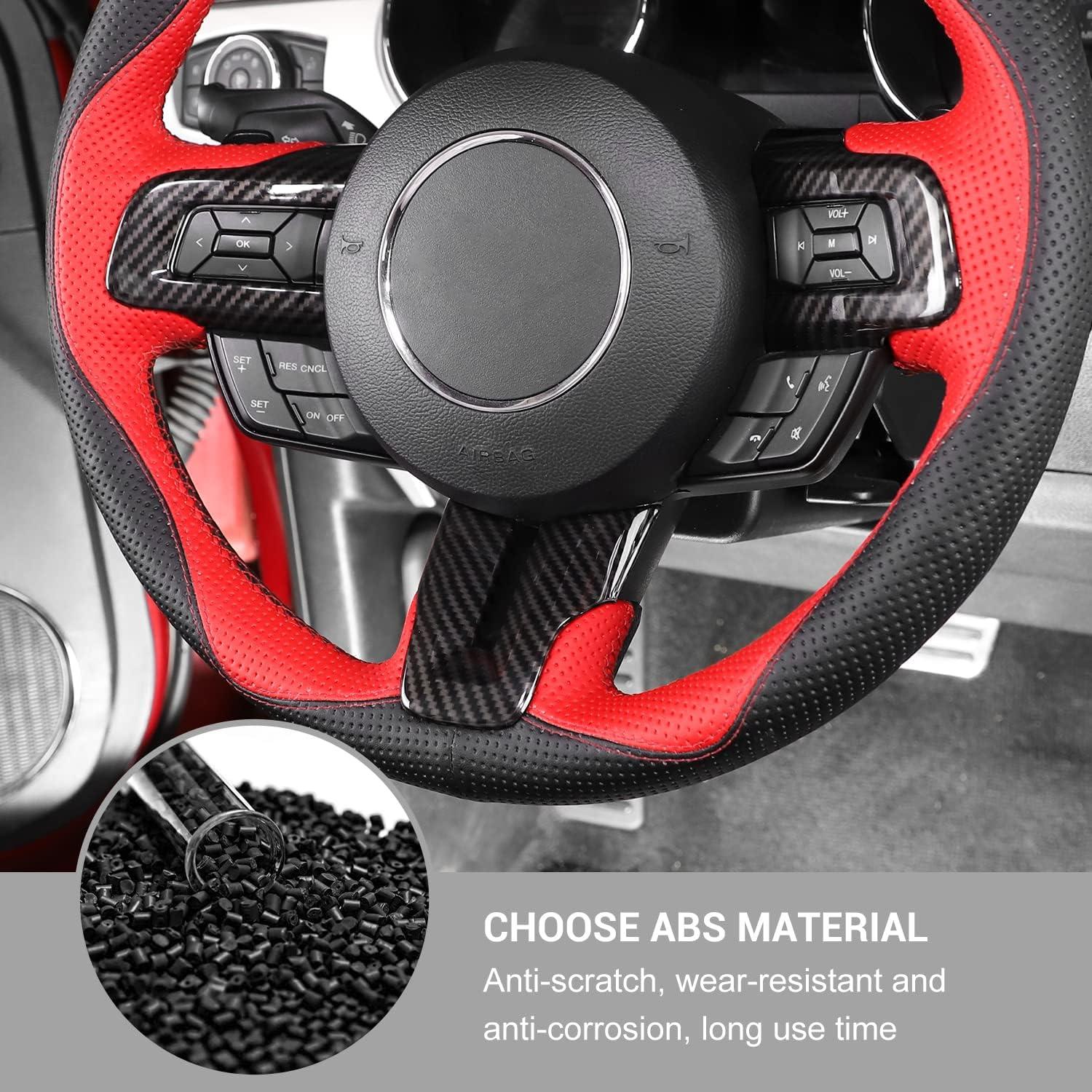 Cubierta de Volante Jimen para Ford Mustang 2015-2023 - Fibra de Carbono