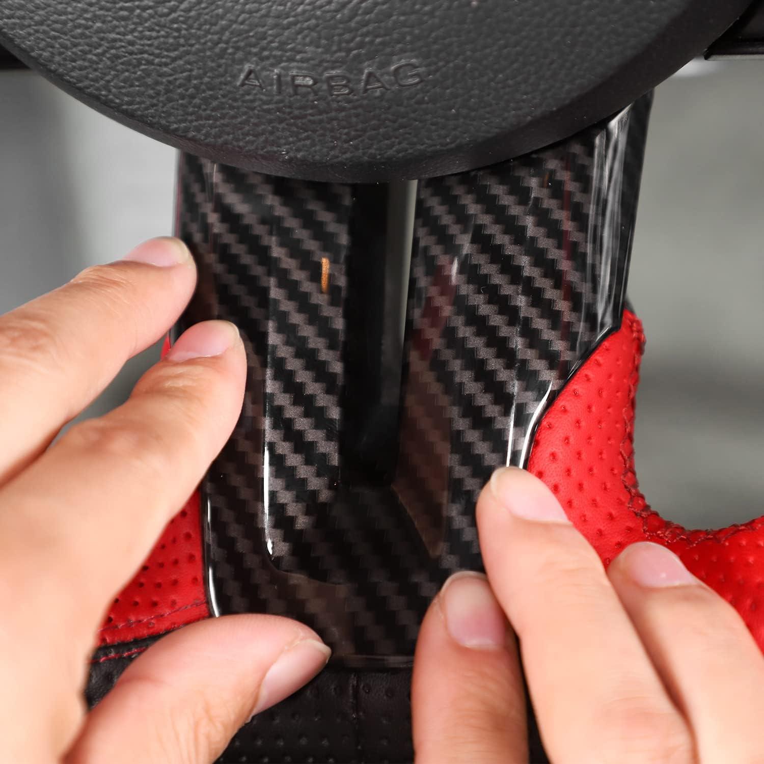 Cubierta de Volante Jimen para Ford Mustang 2015-2023 - Fibra de Carbono