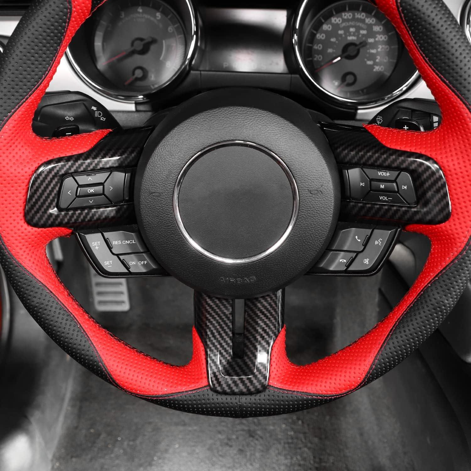 Cubierta de Volante Jimen para Ford Mustang 2015-2023 - Fibra de Carbono