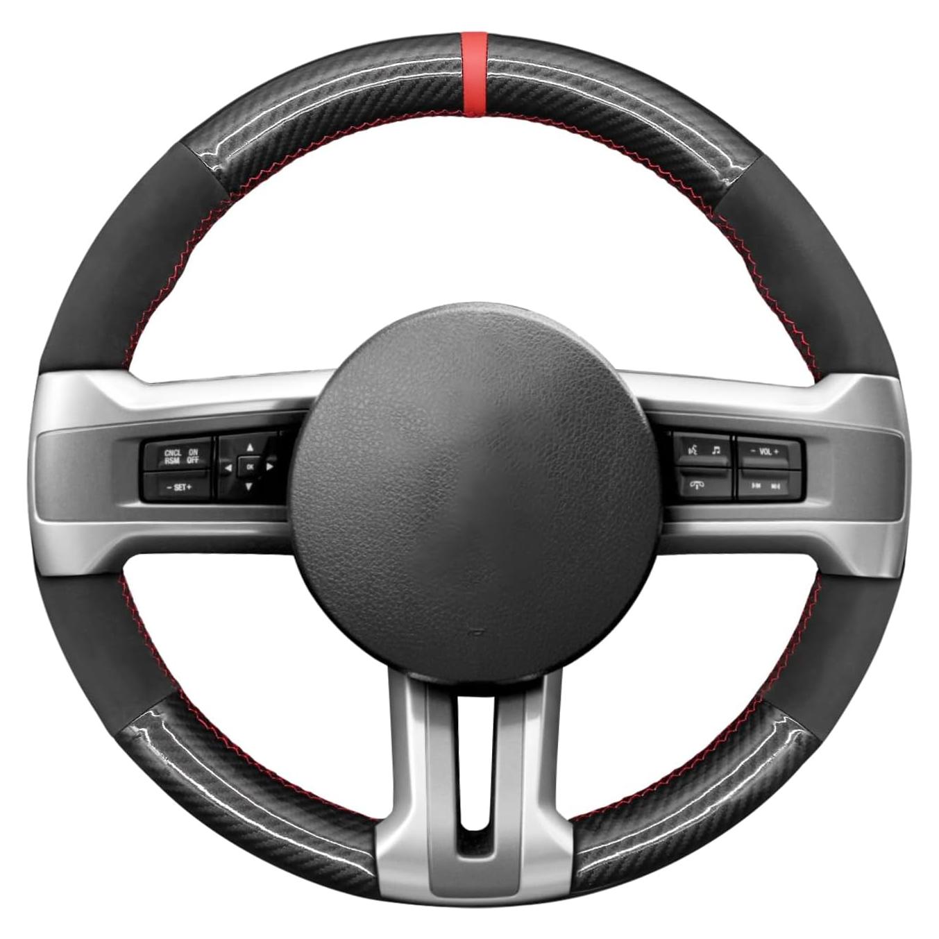 Cubierta de Volante MEWANT Suede y Carbono para Ford Mustang 2010-2014