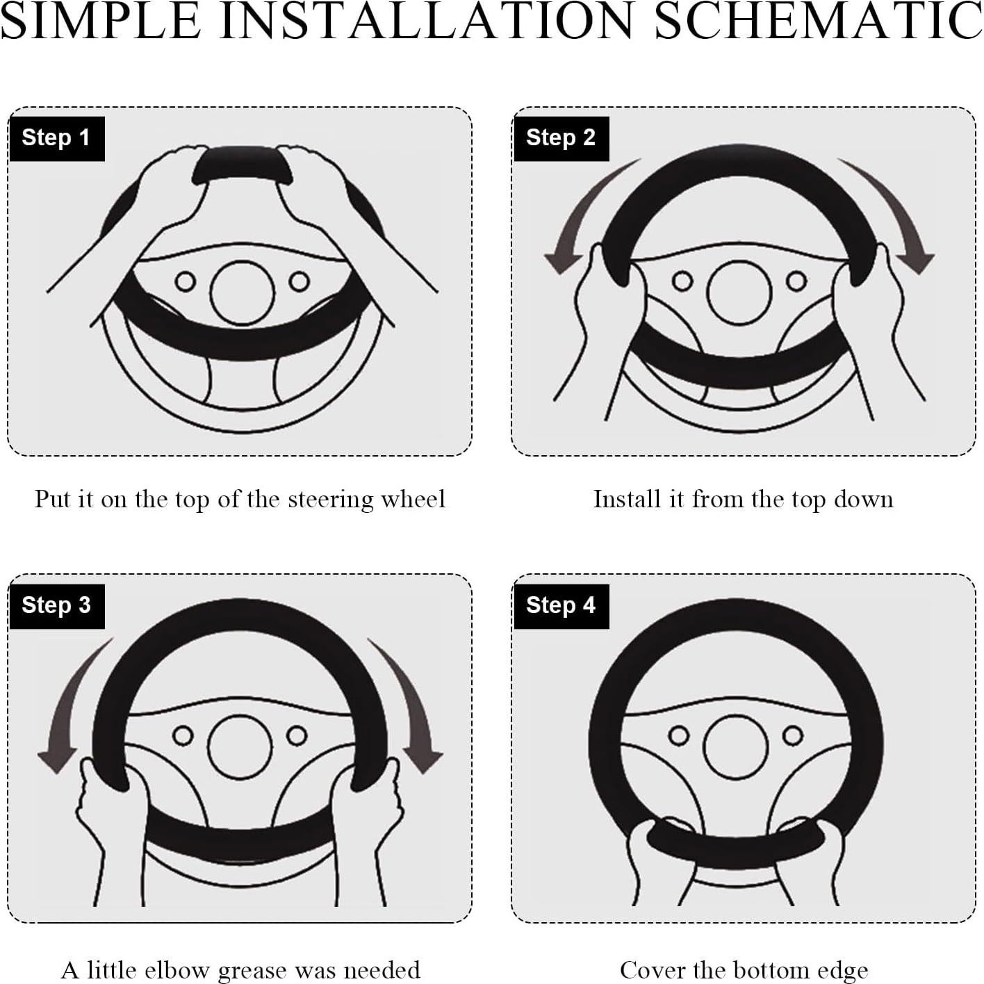 Funda de Volante de Coche Yourkar 38 cm Cuero Antideslizante Naranja