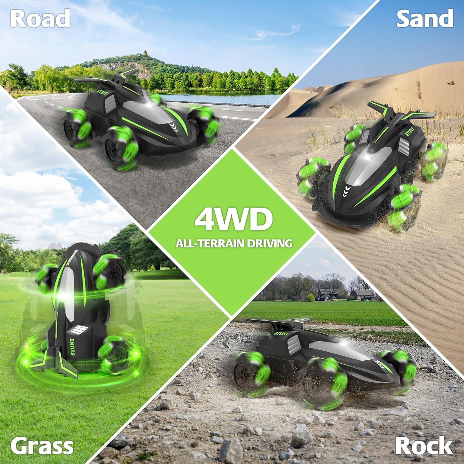 Coche Acrobático RC Eulogia Verde 4WD 360° Deriva