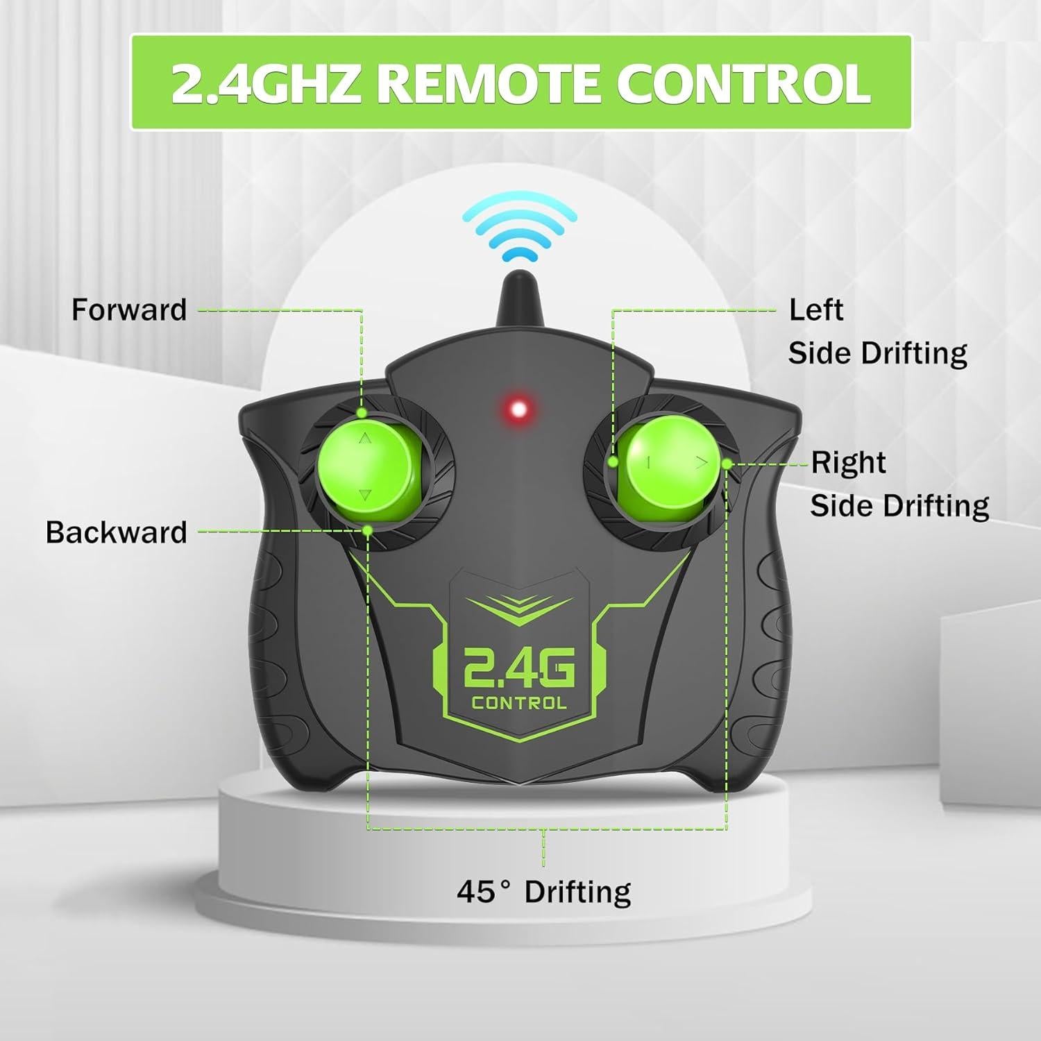 Coche Acrobático RC Eulogia Verde 4WD 360° Deriva