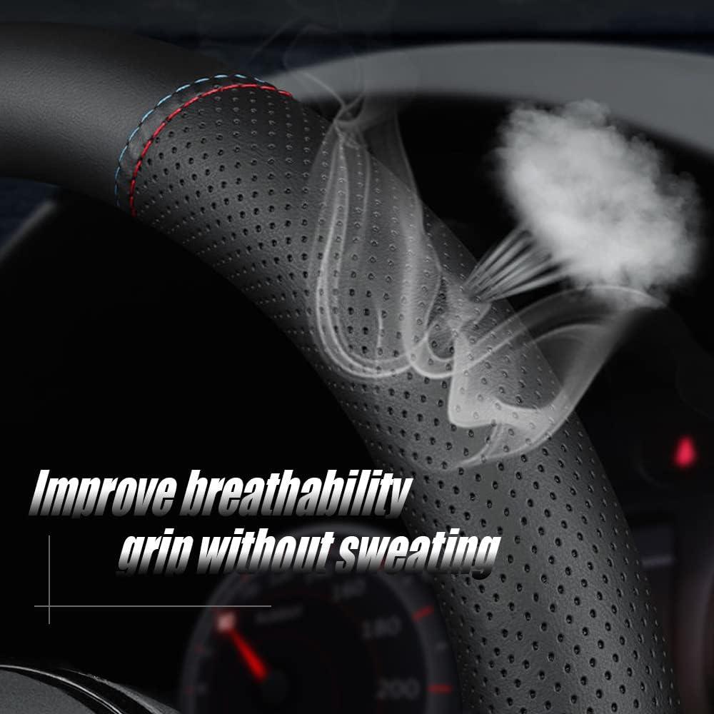 Cubierta de Volante de Cuero Nappa YOUDAXIN 37-38.5 cm Negro Amarillo