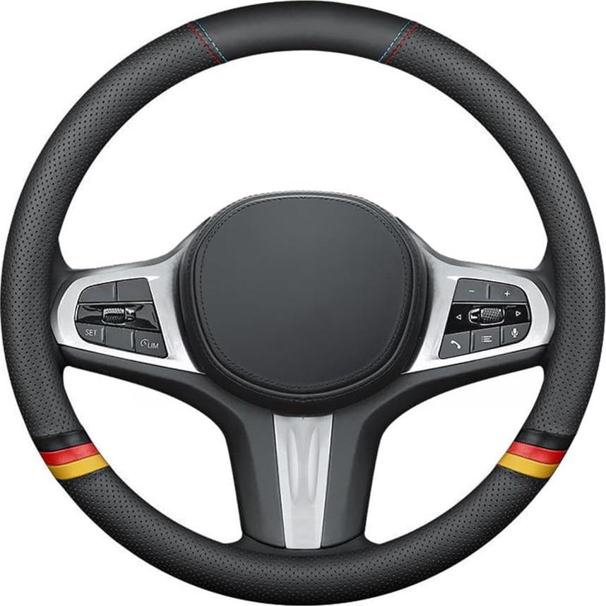 Cubierta de Volante de Cuero Nappa YOUDAXIN 37-38.5 cm Negro Amarillo