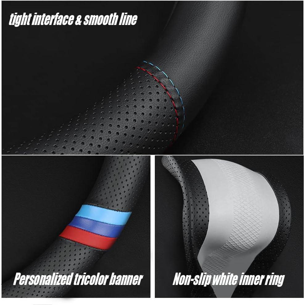 Cubierta de Volante de Cuero Nappa YOUDAXIN 37-38.5 cm Negro Amarillo