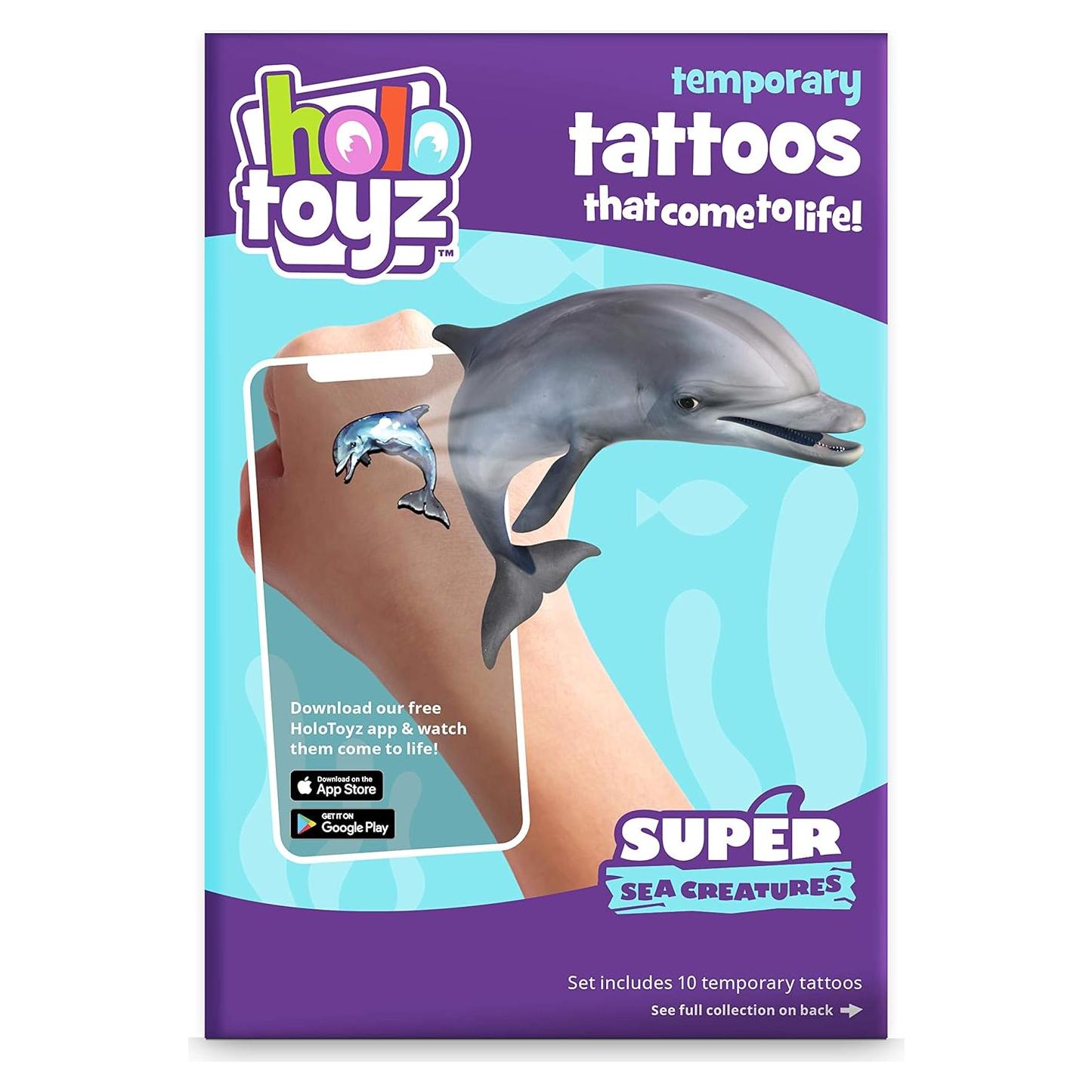 Tatuajes AR HoloToyz Criaturas Marinas 10 Diseños 4D