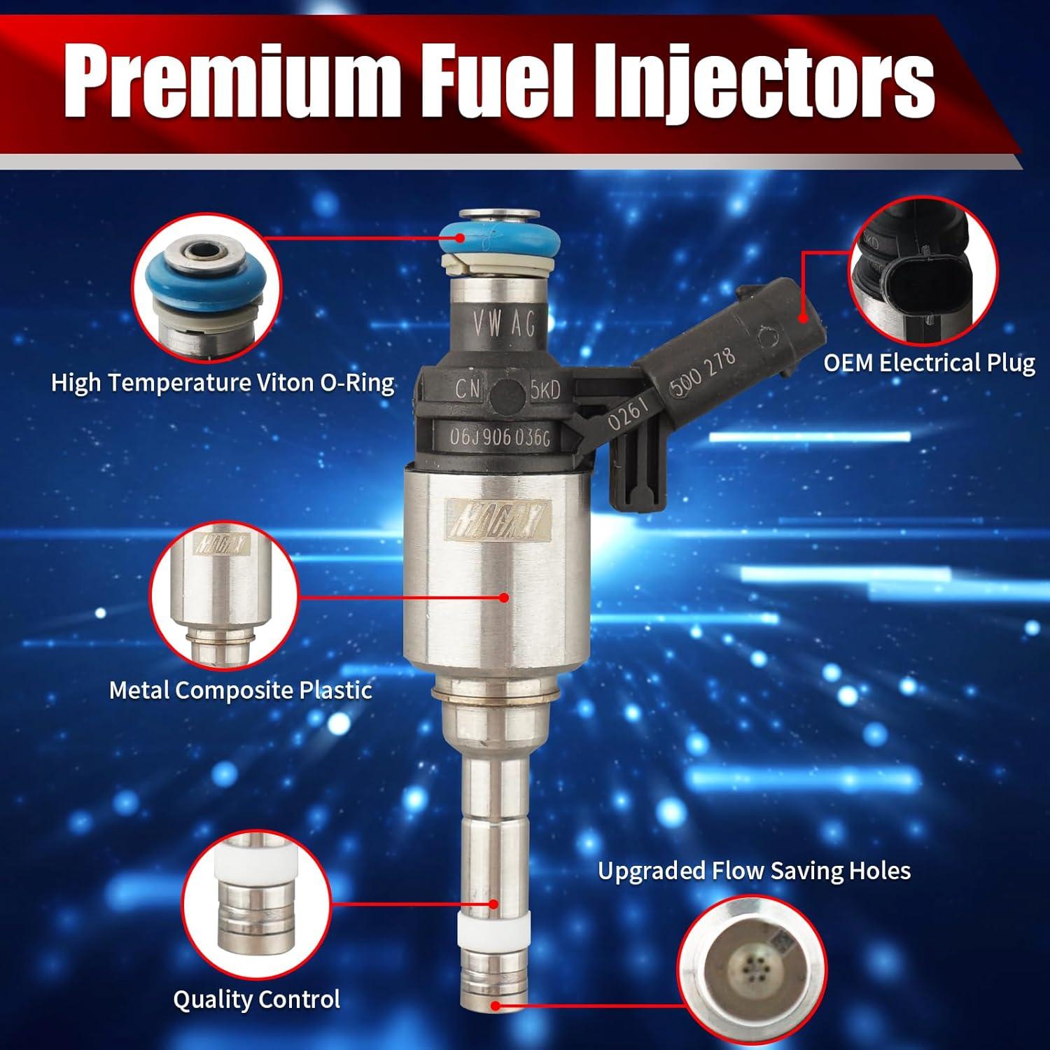 Juego de 4 Inyectores de Combustible MACAX FJ1057 para VW/Audi