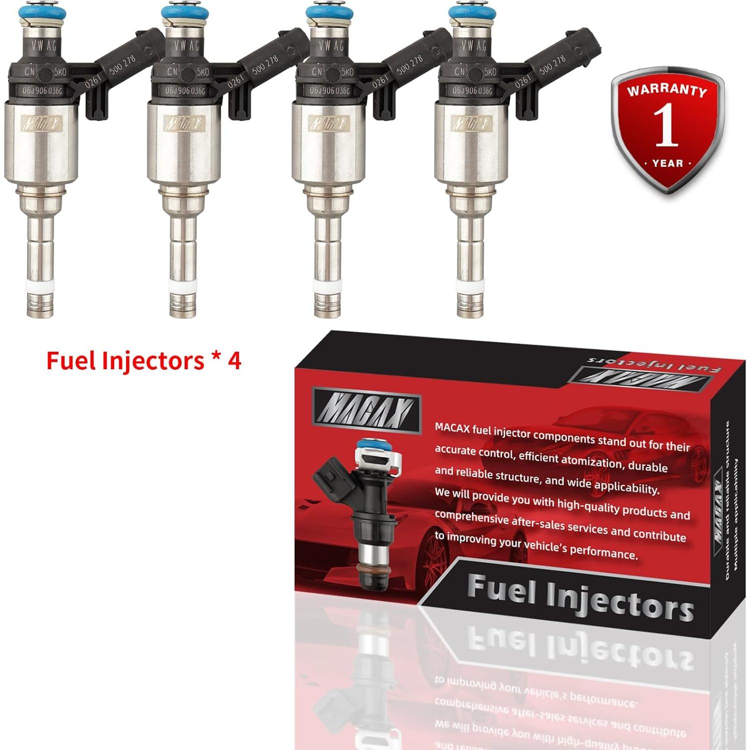 Juego de 4 Inyectores de Combustible MACAX FJ1057 para VW/Audi