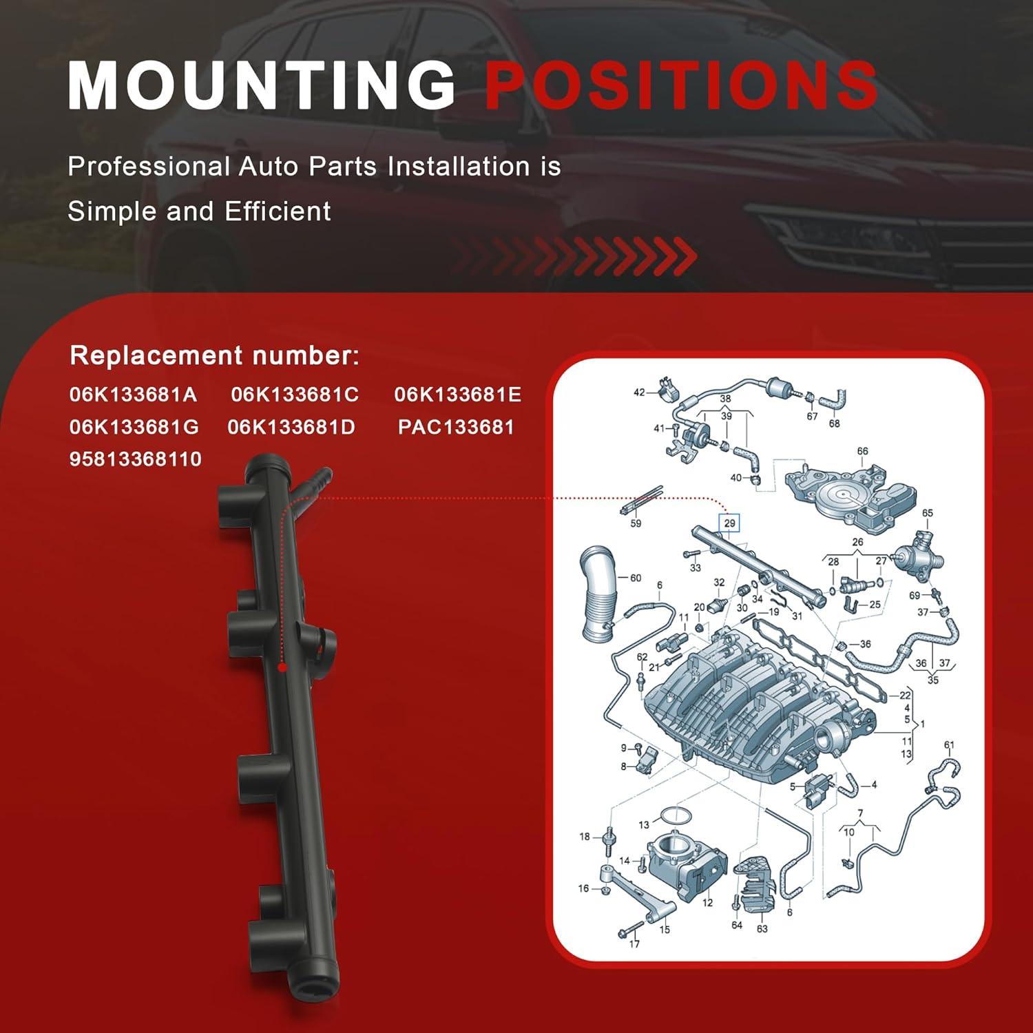 Riel de Combustible Yiklwwy 06K133681C para Audi y VW