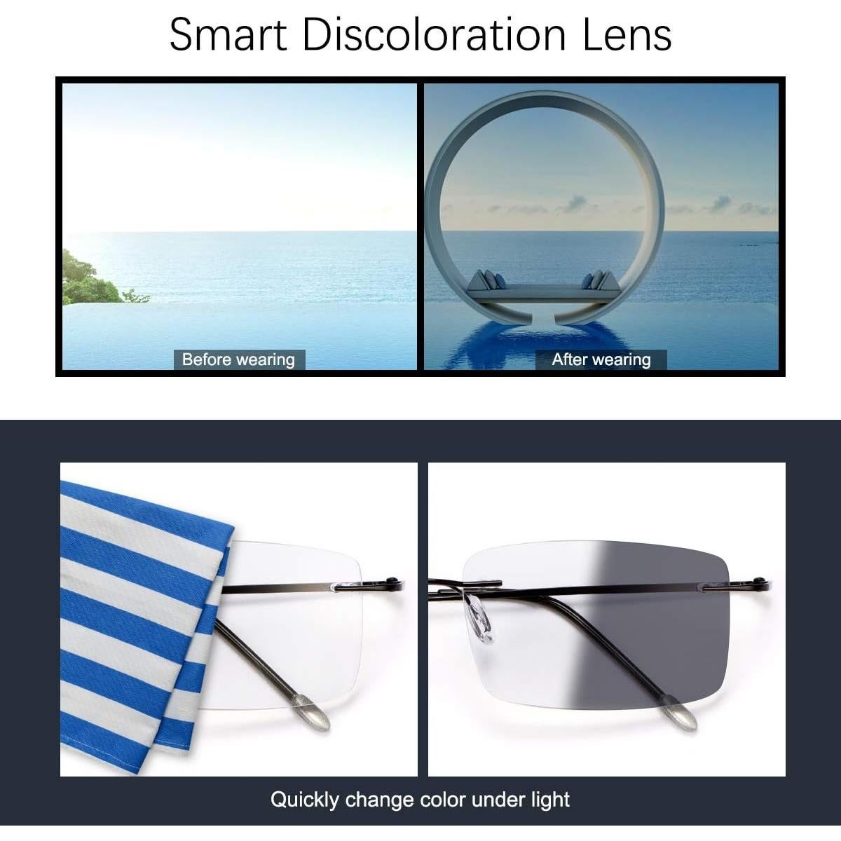 Gafas de lectura progresivas fotocromáticas Vepiant 1.0x