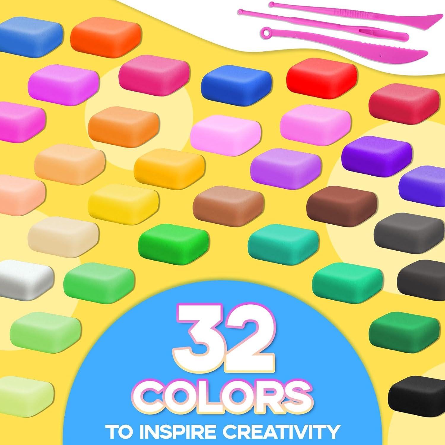 Kit de Arcilla Secada al Aire MuseLuxe 32 Colores y Herramientas