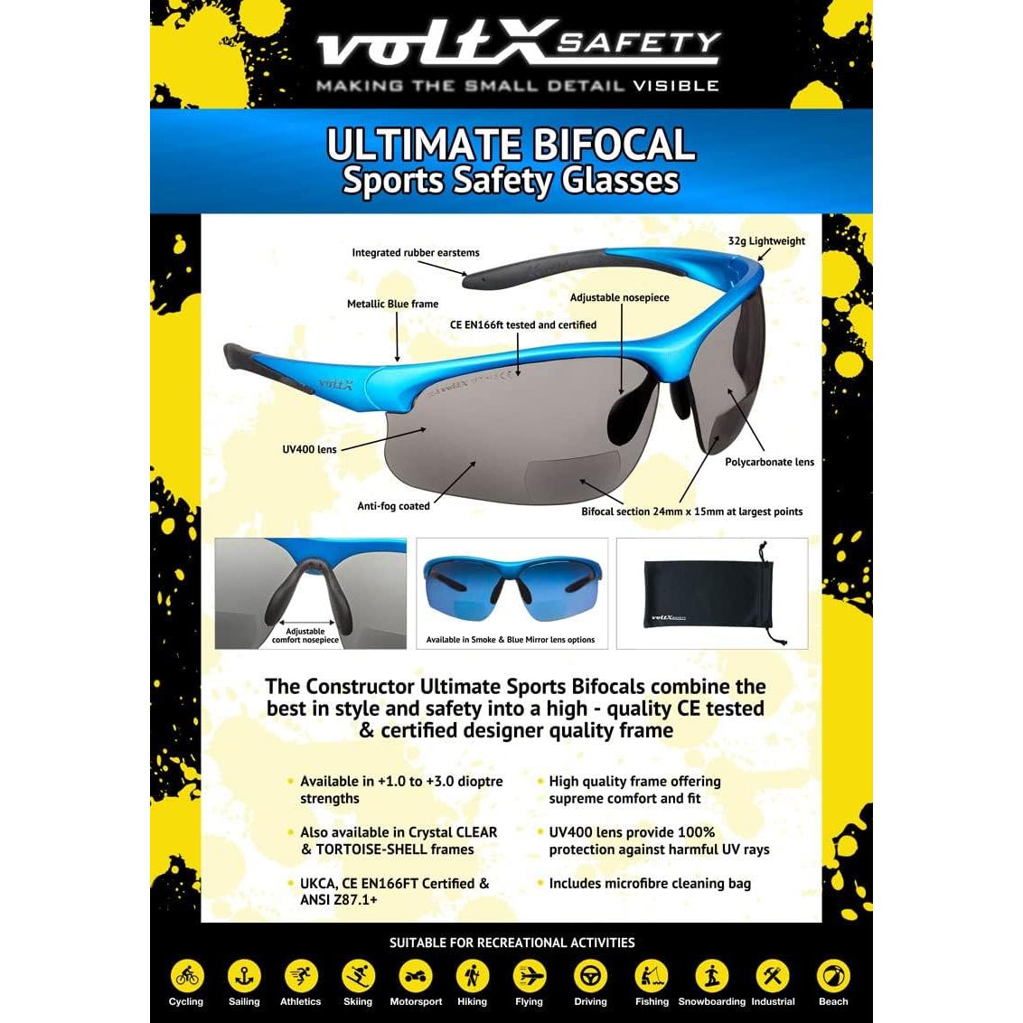 Gafas de Seguridad Bifocales voltX Constructor +1.5 Dioptrías