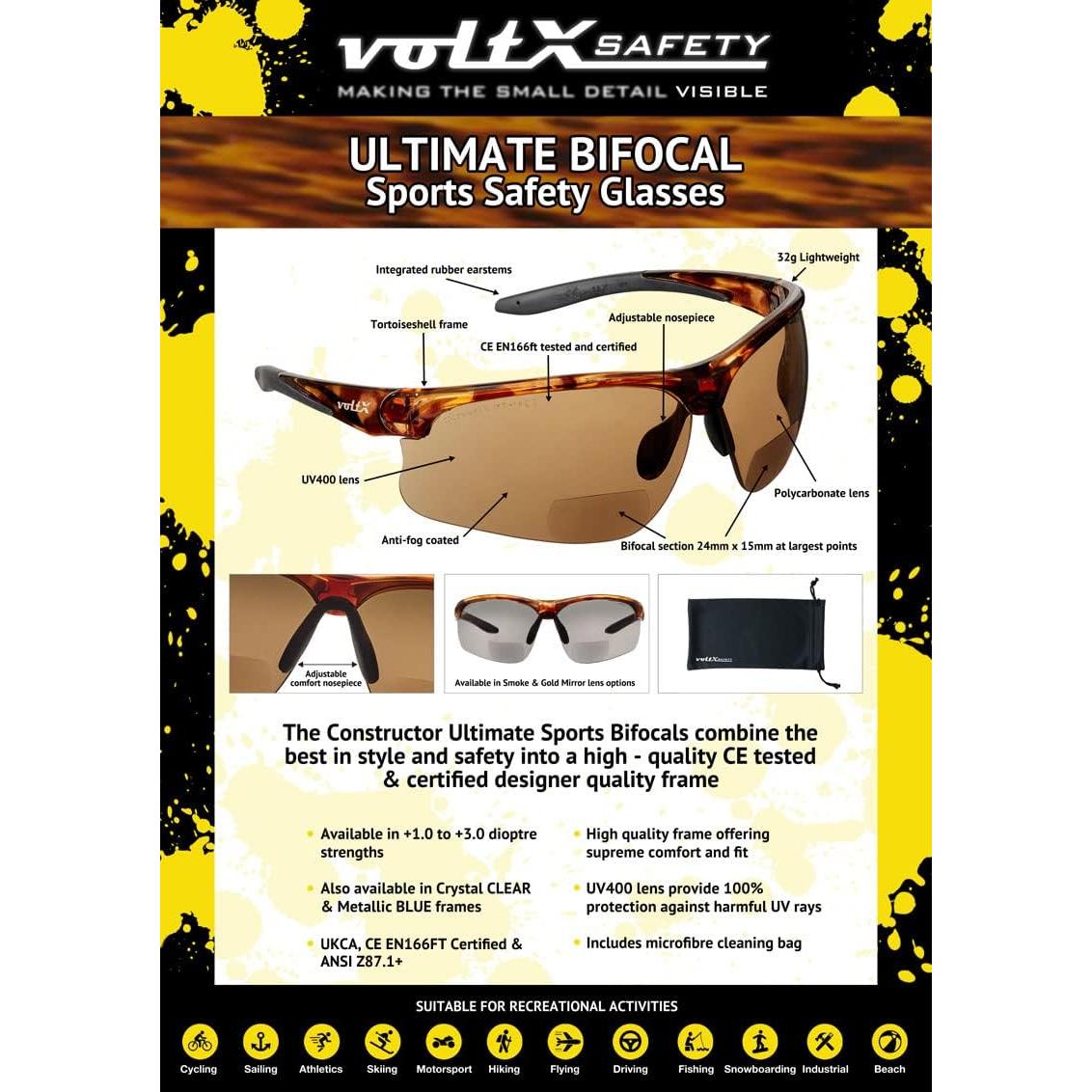 Gafas de Seguridad Bifocales voltX ULTIMATE +2.0 Dioptrías
