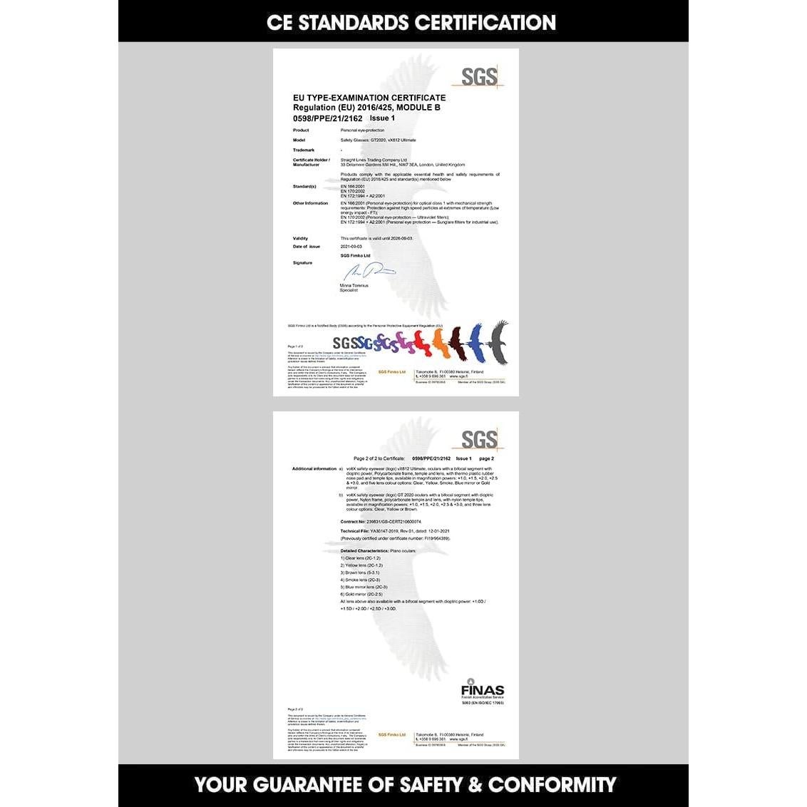 Gafas de Seguridad Bifocales voltX Constructor +2.5 Dioptrías