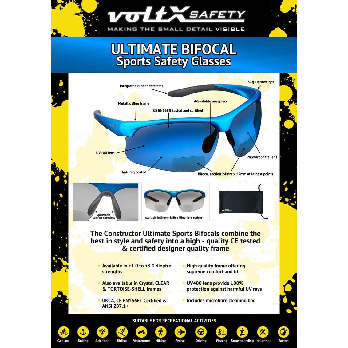 Gafas de Seguridad Bifocales voltX ULTIMATE +2.0 Dioptrías
