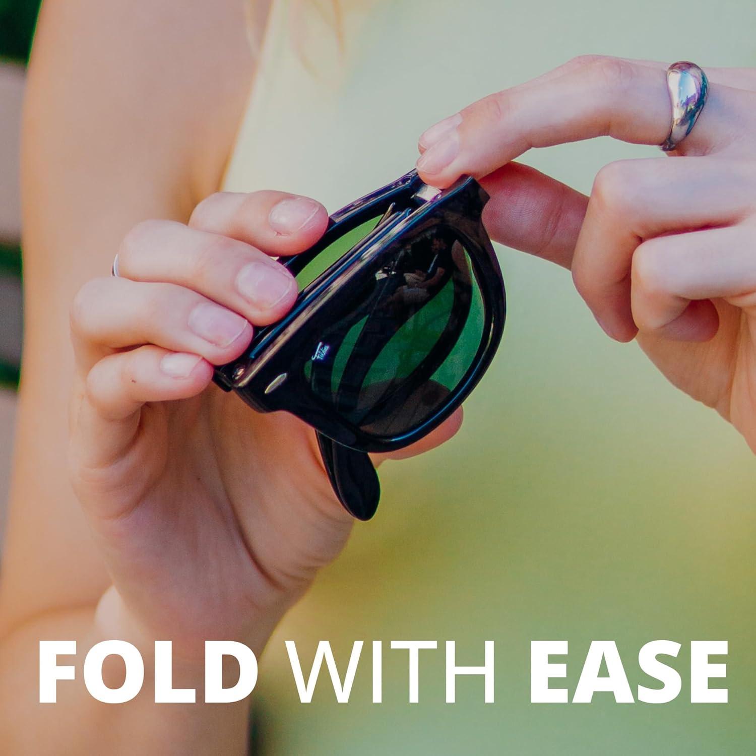 Gafas de sol plegables HepTEK UV400 con estuche de cuero