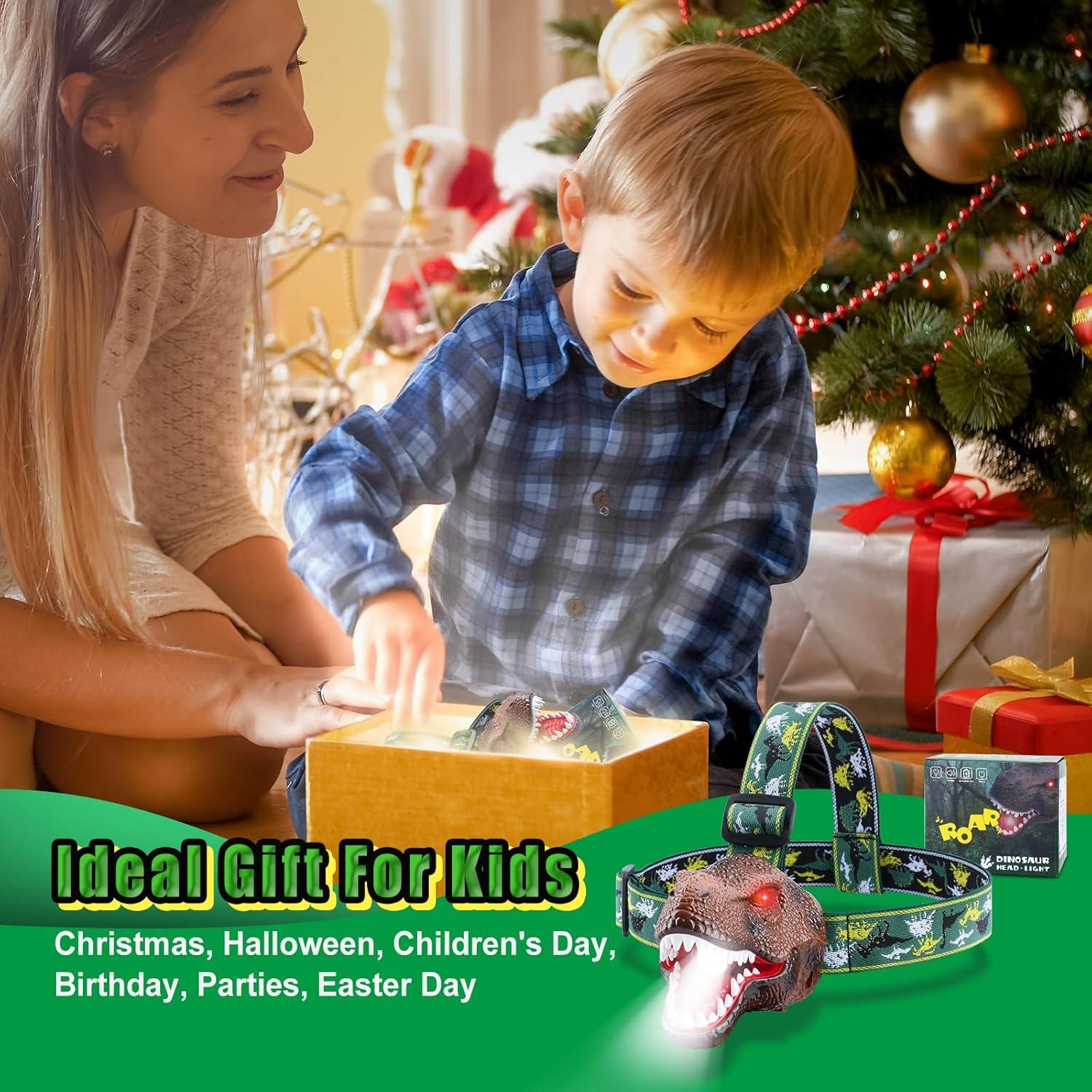 Linterna Frontal Dinosaurio Nitigo Recargable LED 10cm