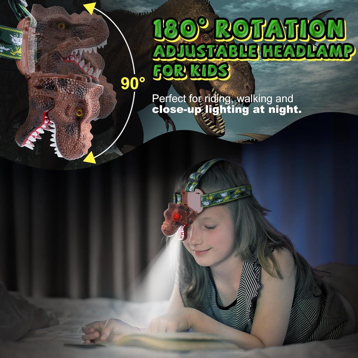 Linterna Frontal Dinosaurio Nitigo Recargable LED 10cm