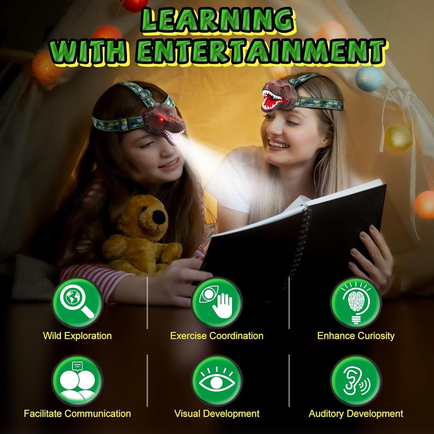 Linterna Frontal Dinosaurio Nitigo 2 Piezas LED Recargable