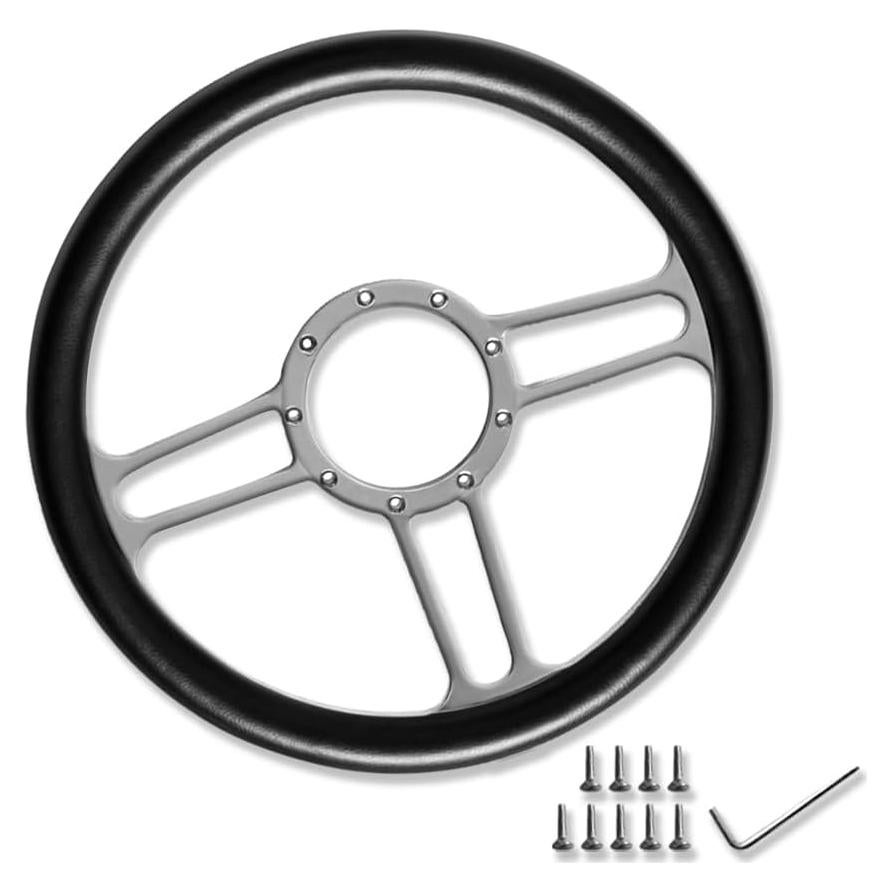 Volante de Aluminio Billet IMOOA 14" Tri Spoke con Cuero Negro