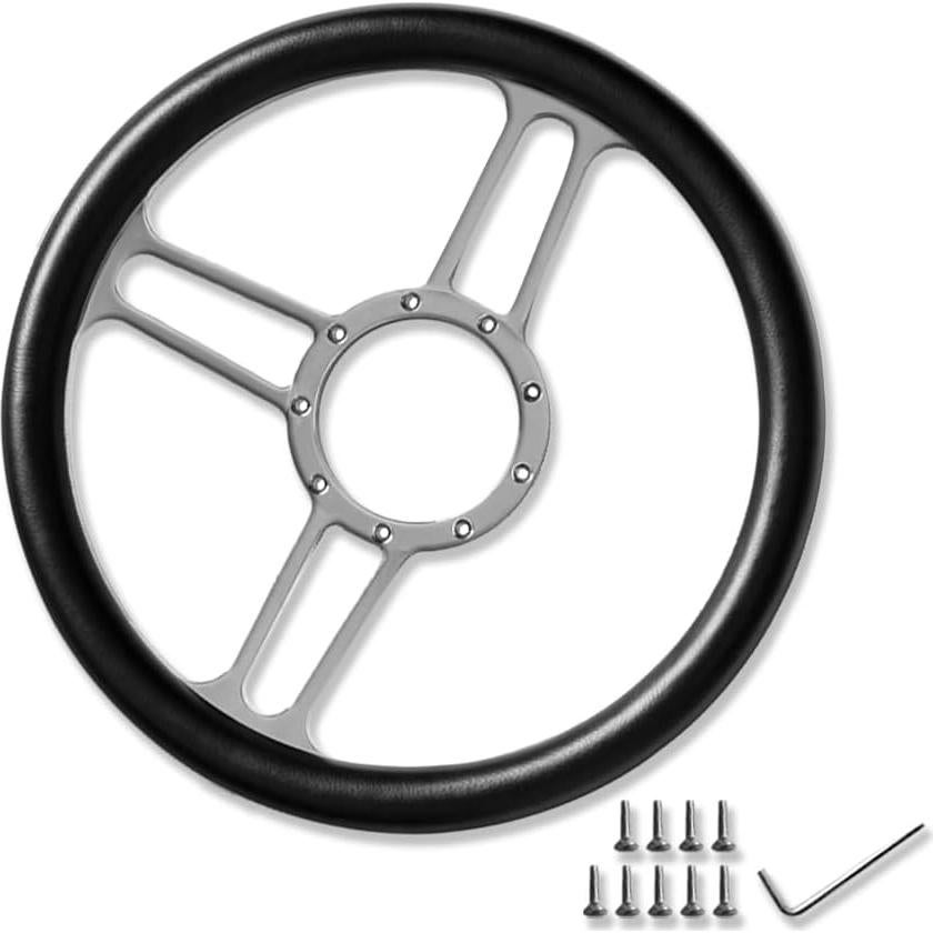 Volante de Aluminio Billet IMOOA 14" Tri Spoke con Cuero Negro