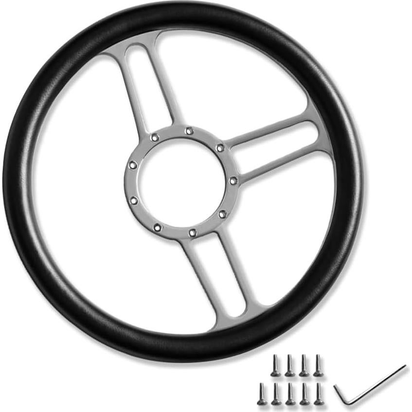 Volante de Aluminio Billet IMOOA 14" Tri Spoke con Cuero Negro