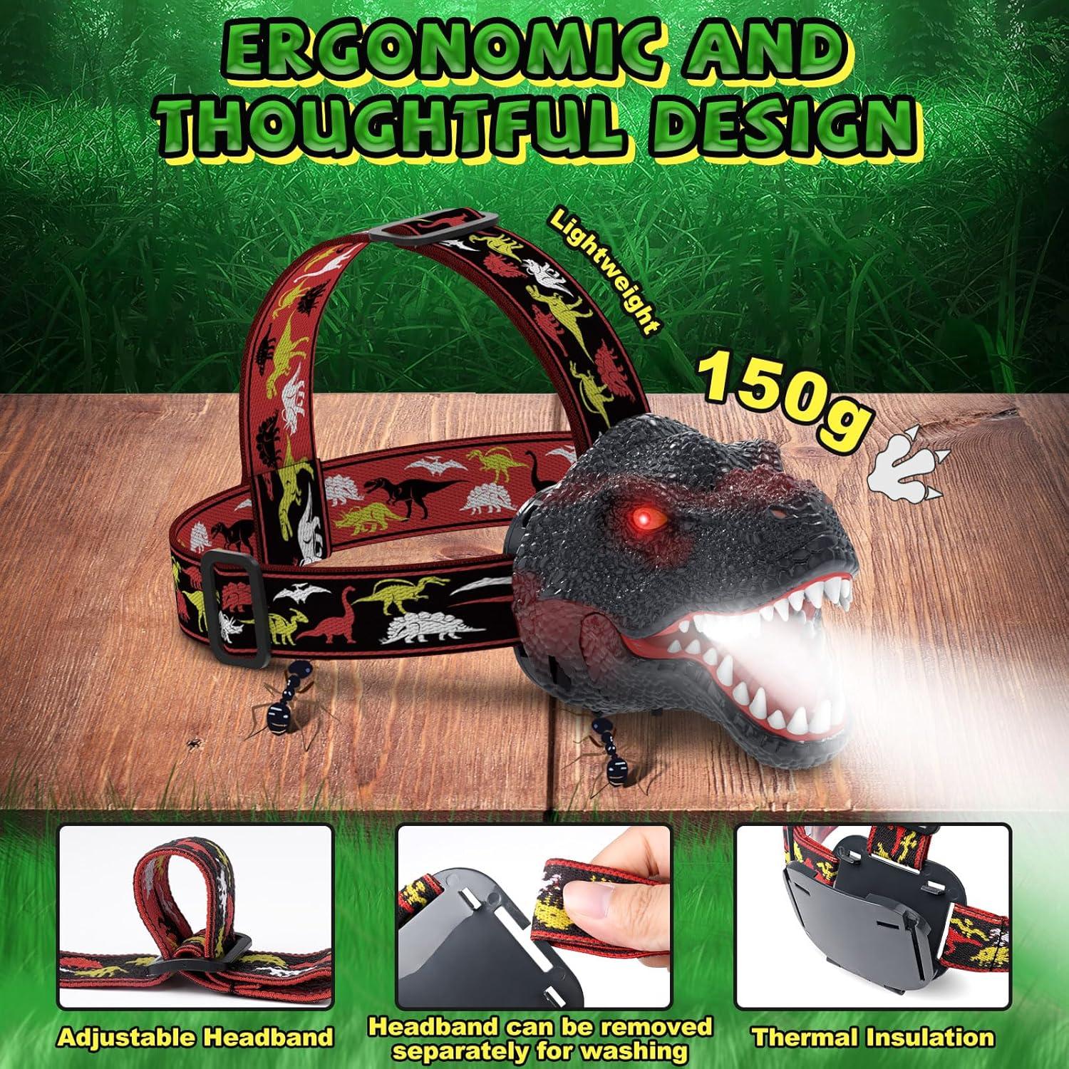 Linterna Frontal Dinosaurio Nitigo T-Rex Recargable LED