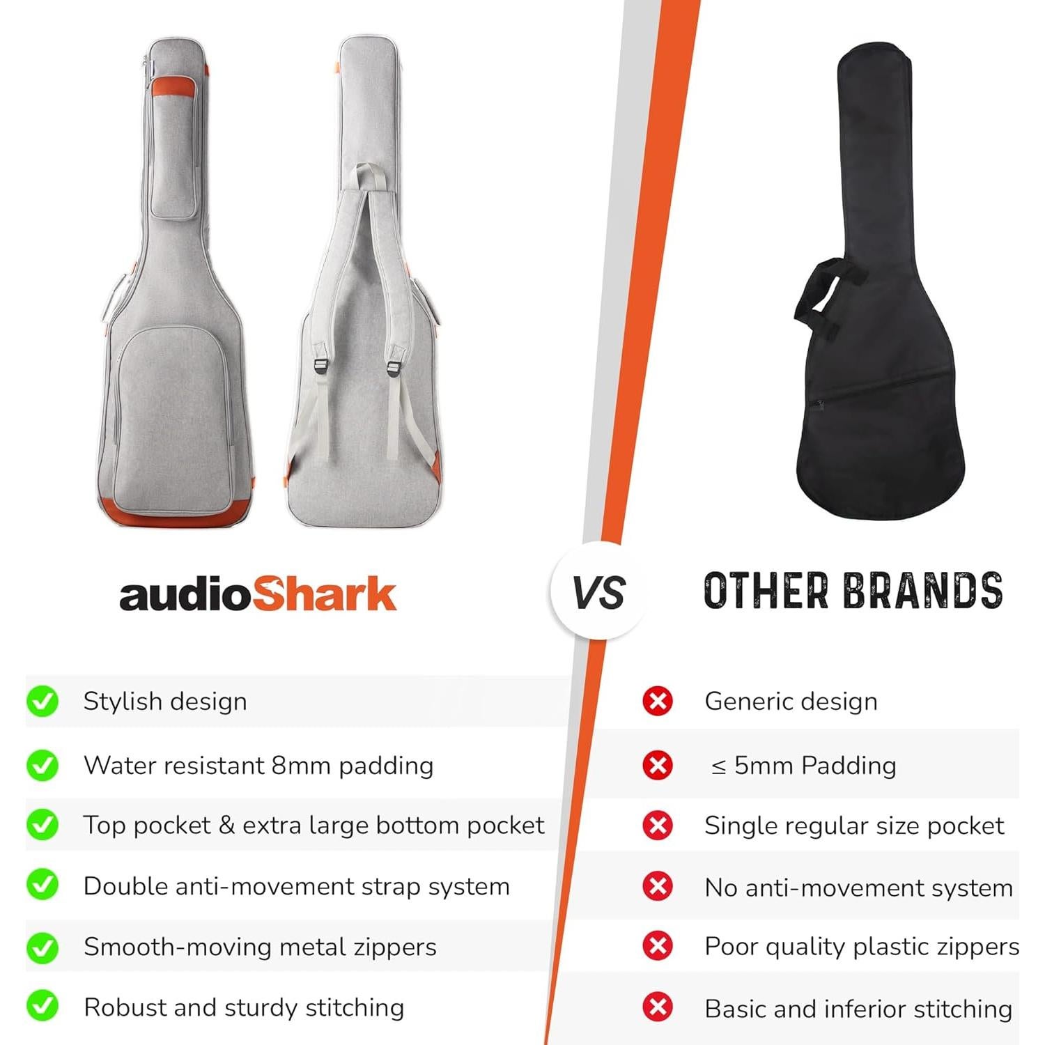 Funda para guitarra bajo audioShark AS42069G acolchada 8 mm