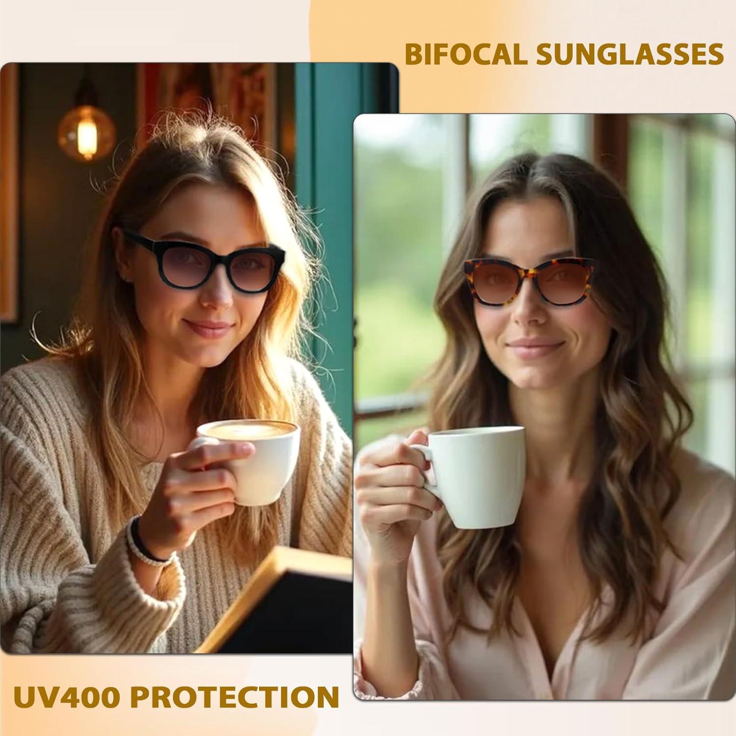 Gafas de Sol Bifocales RLOZRN 4 Pares UV400 Estilo Gato