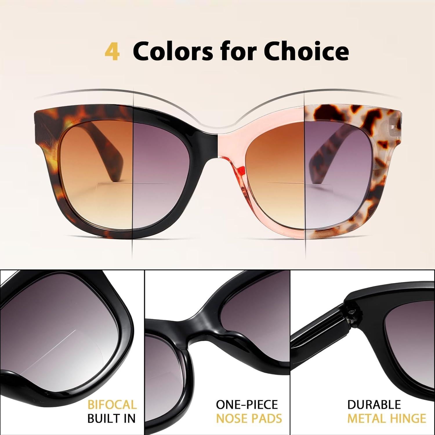 Gafas de sol bifocales RLOZRN 4 pares UV400 estilo gato