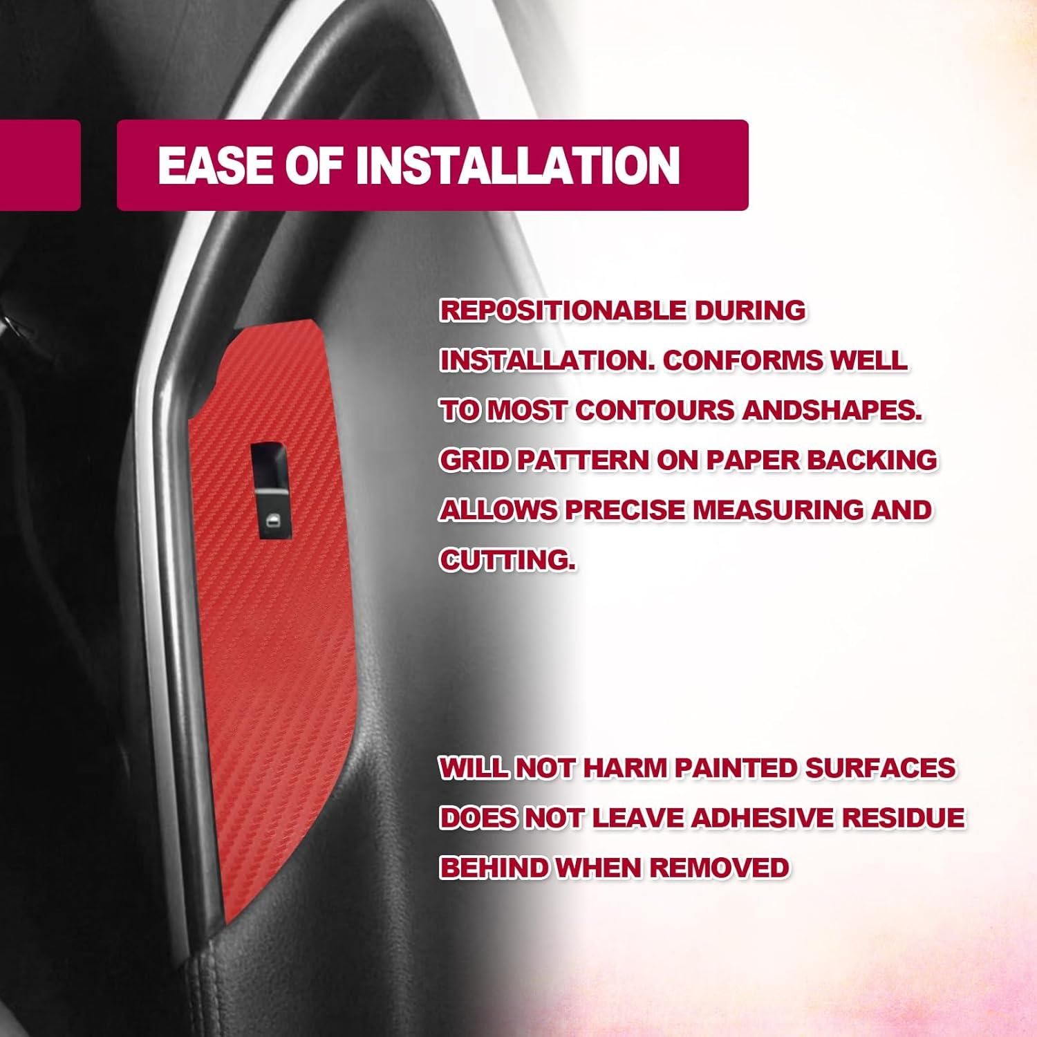 Vinilo Envoltura de Fibra de Carbono 3D Lunwag 30x152 cm Rojo