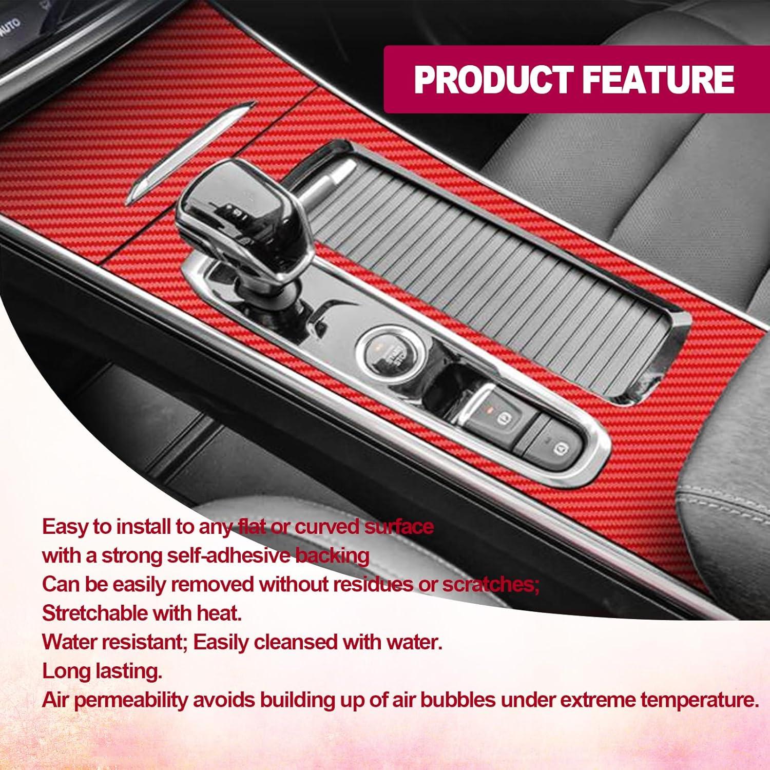 Vinilo Envoltura de Fibra de Carbono 3D Lunwag 30x152 cm Rojo