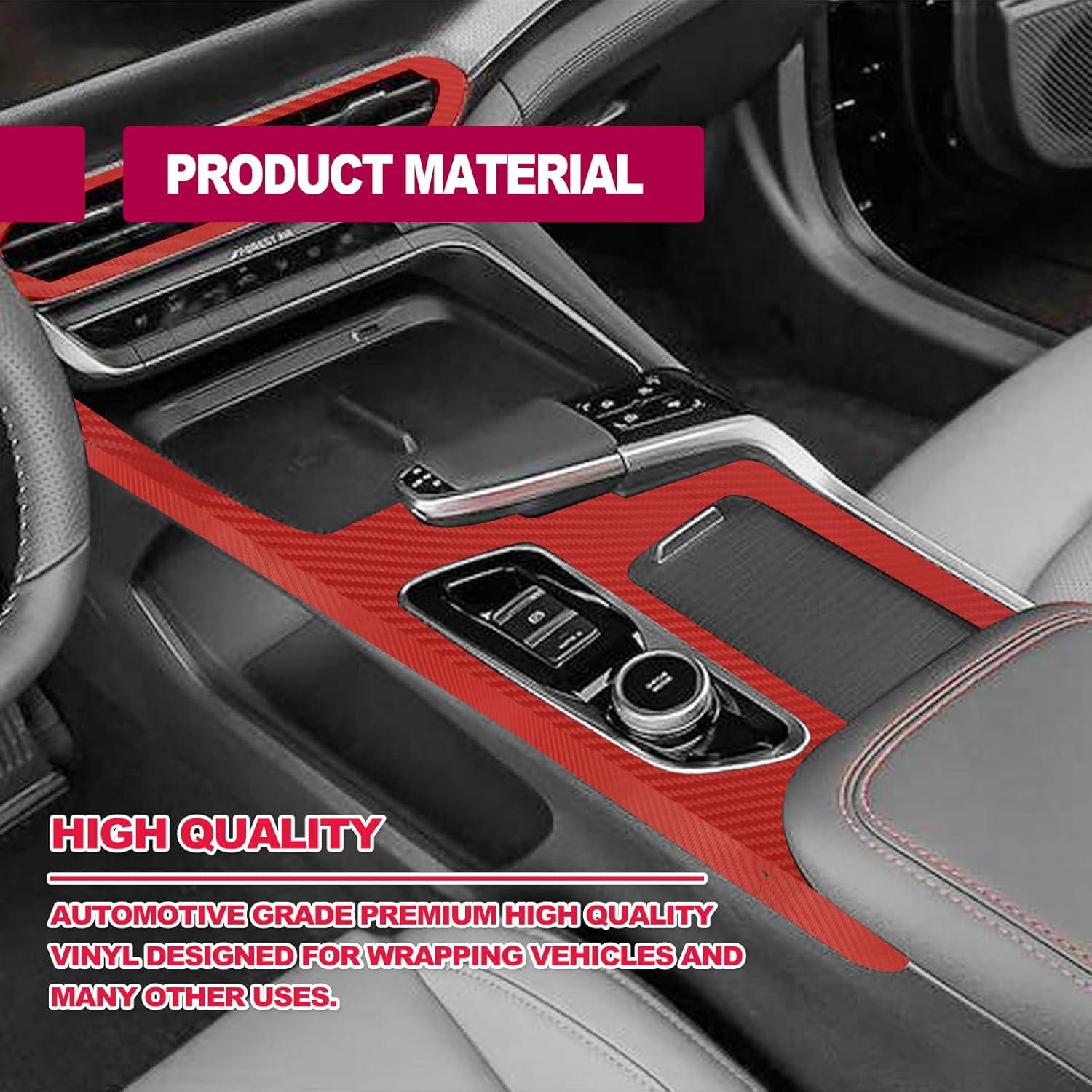 Vinilo Envoltura de Fibra de Carbono 3D Lunwag 30x152 cm Rojo