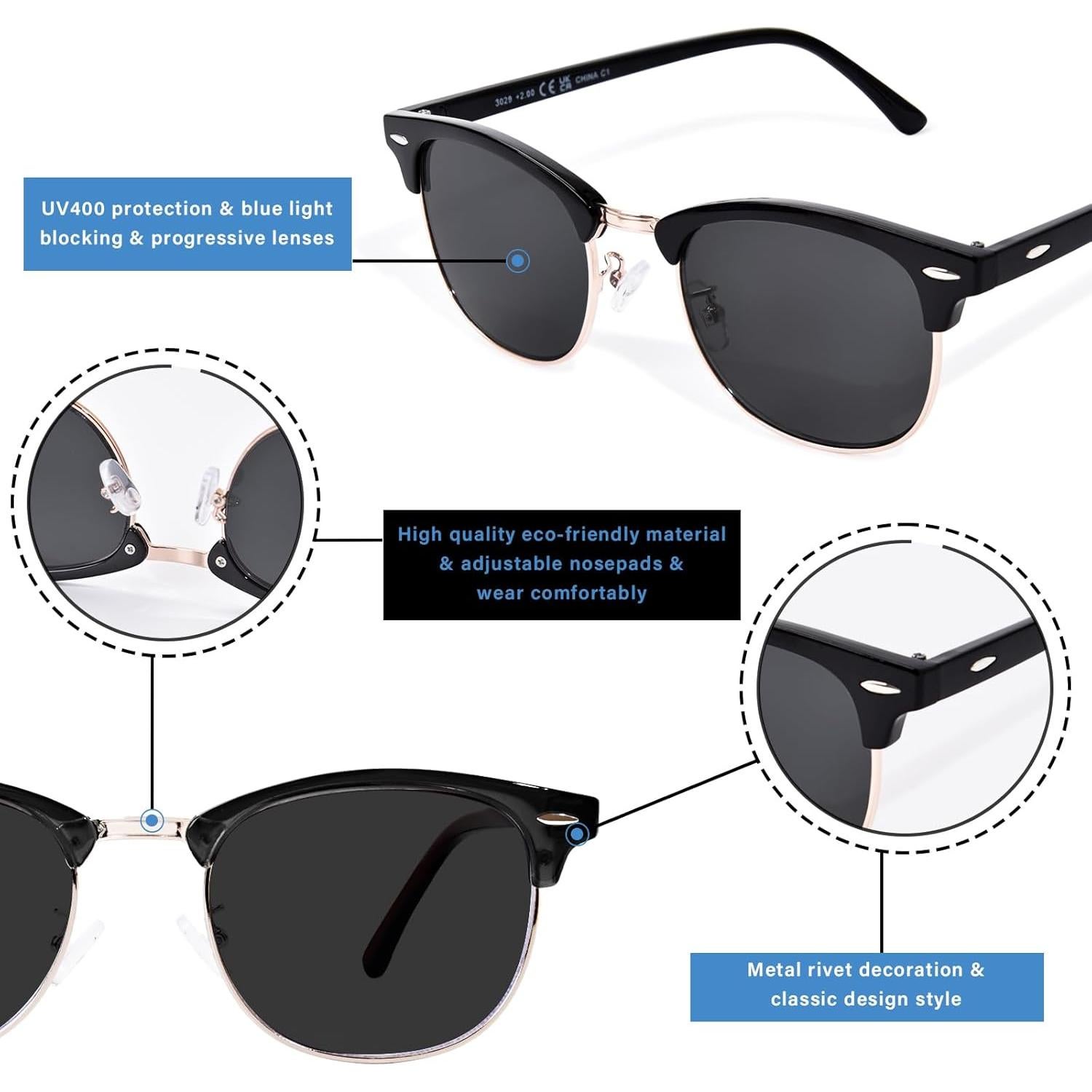 Gafas de lectura progresivas OPTOFENDY UV400 medio marco